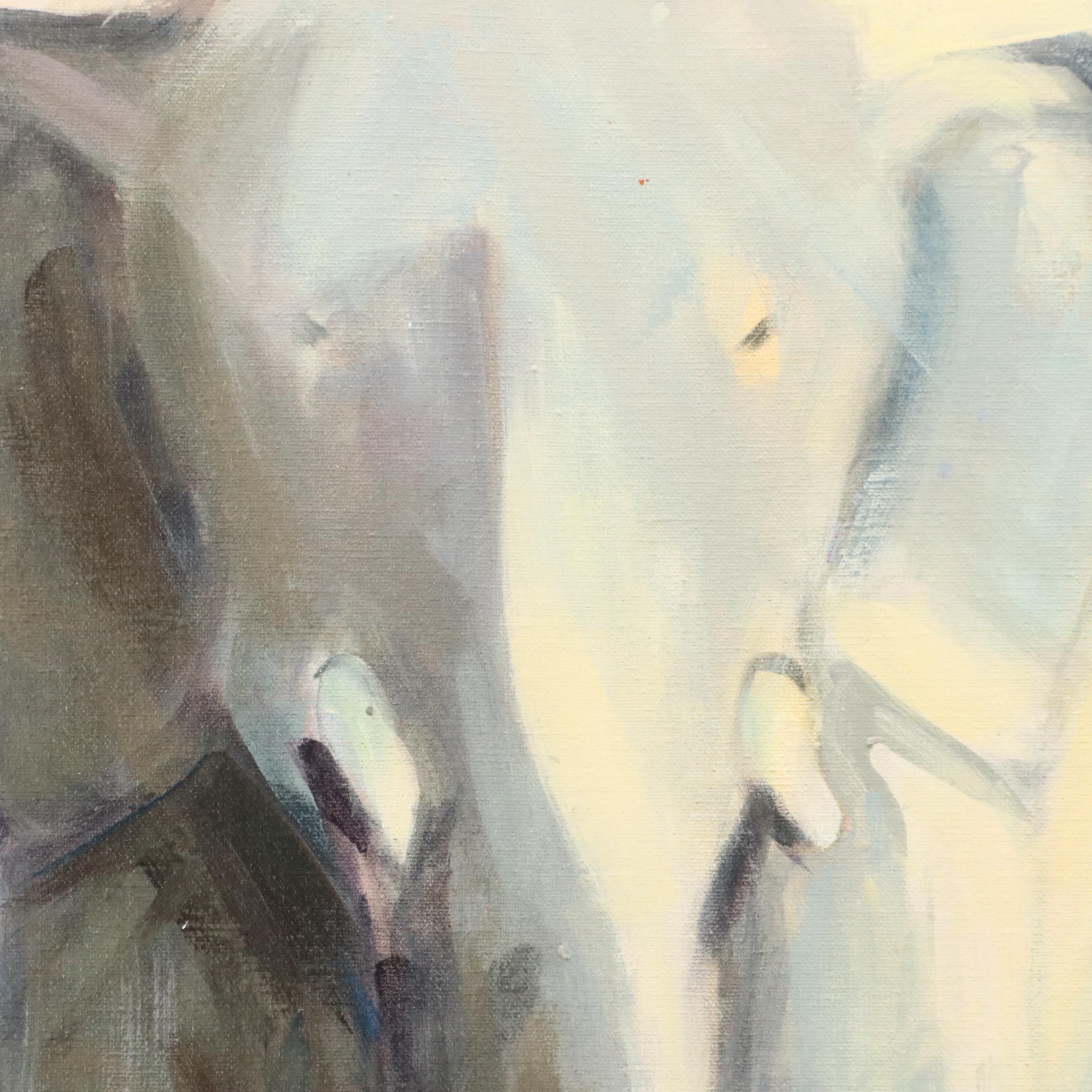 Attributed to Jaja Hronek Kracmar Oil Painting "Elephant Wall in India," 1981