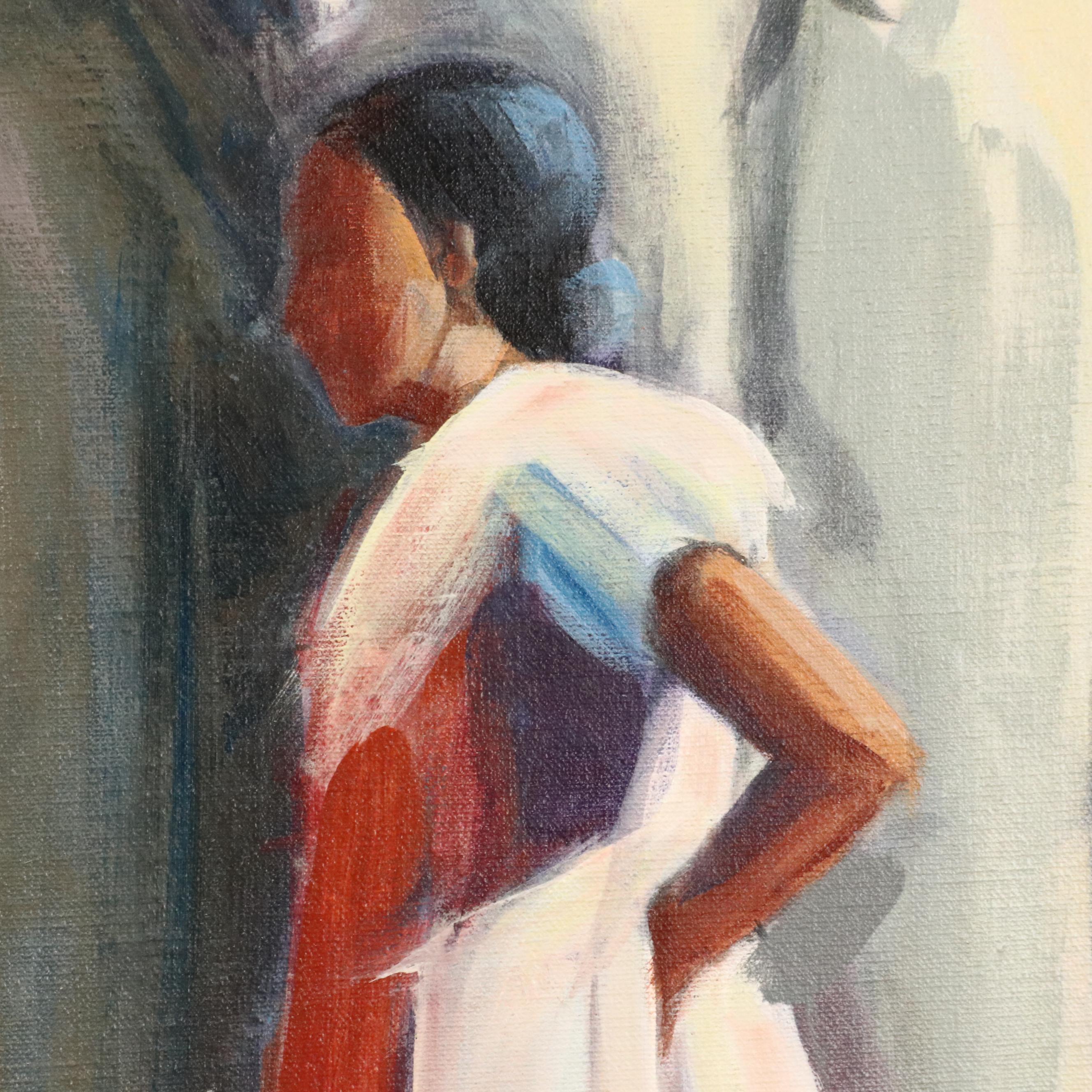 Attributed to Jaja Hronek Kracmar Oil Painting "Elephant Wall in India," 1981