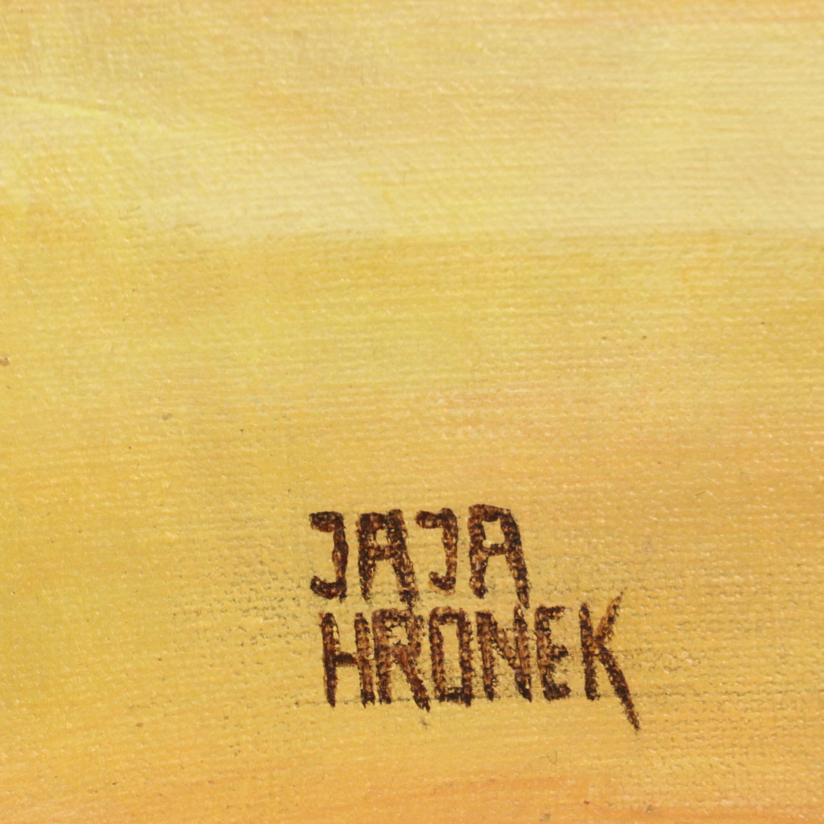 Attributed to Jaja Hronek Kracmar Oil Painting "Elephant Wall in India," 1981