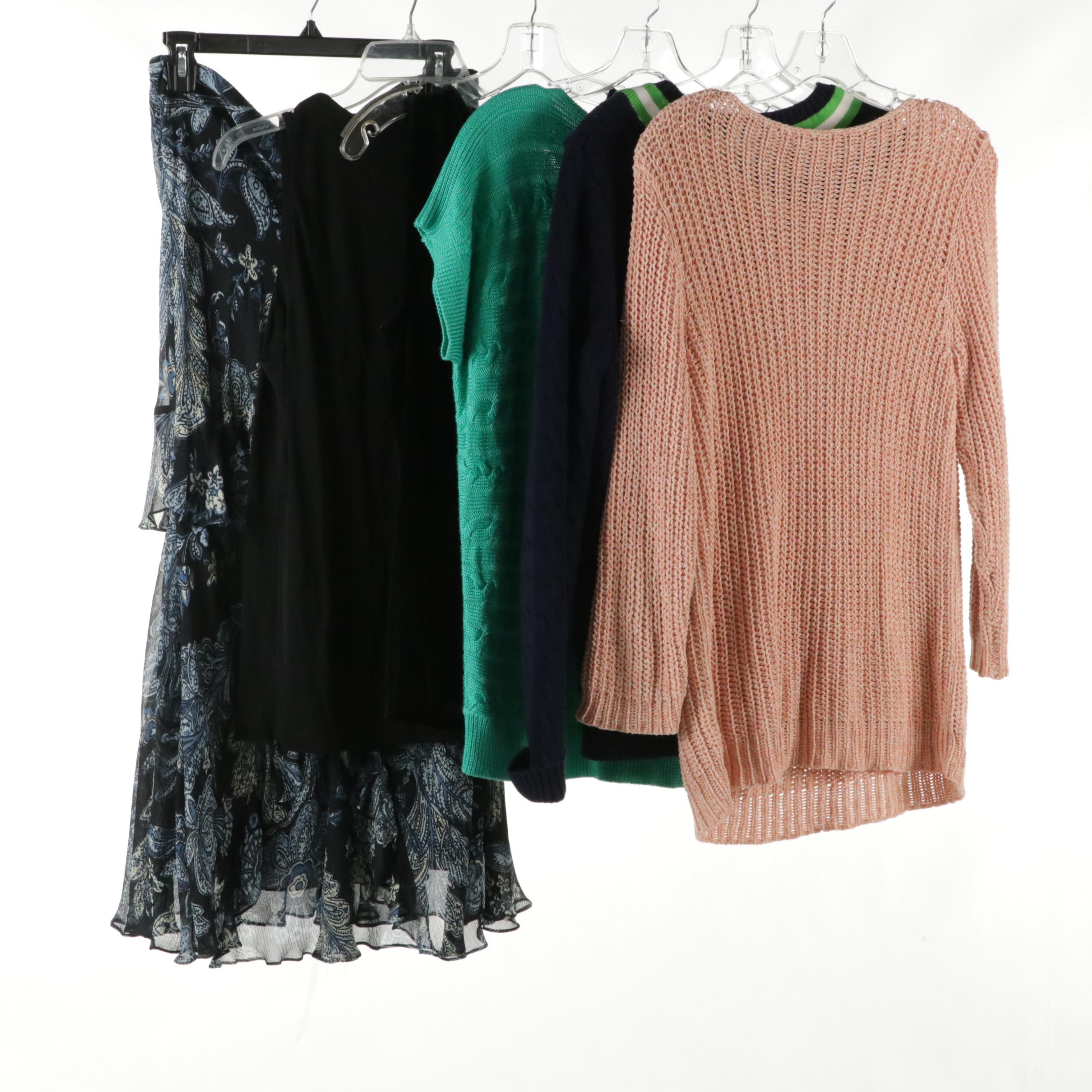 Lauren by Ralph Lauren Knit Sweaters, Sleeveless Tops, and Printed Silk Skirt