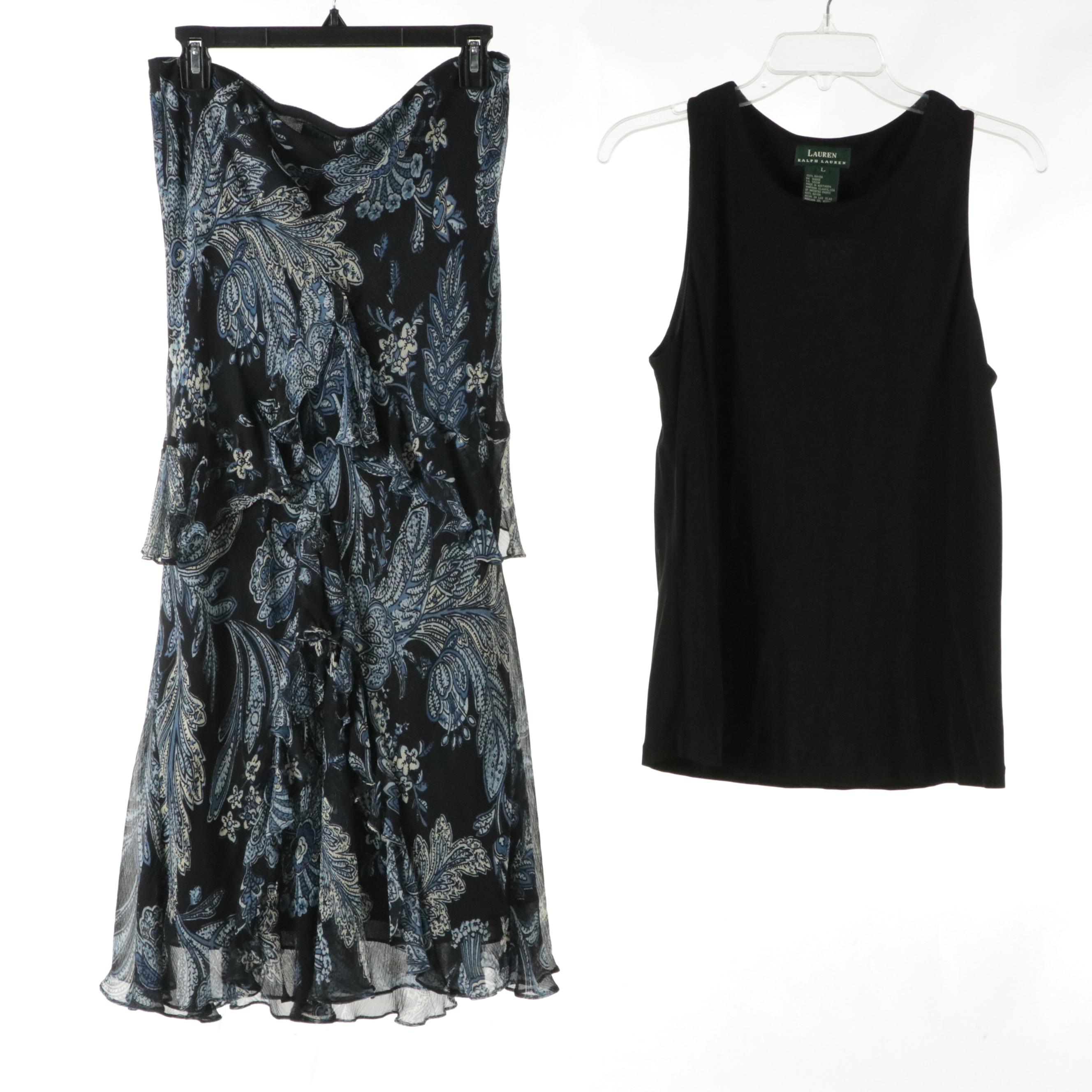 Lauren by Ralph Lauren Knit Sweaters, Sleeveless Tops, and Printed Silk Skirt