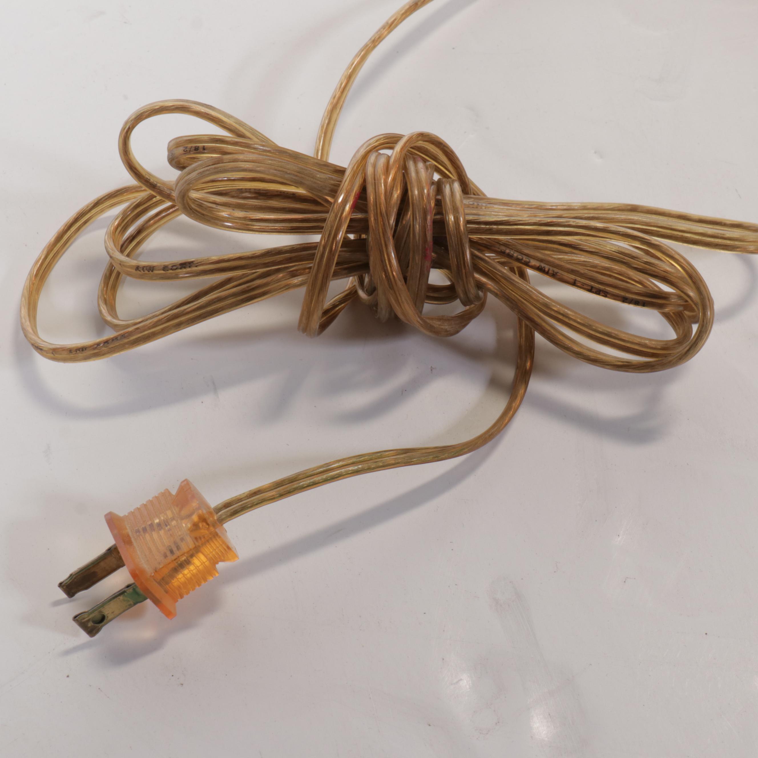 Neoclassical Style Brass Floor Lamp with Ethan Allen Shirred Shade