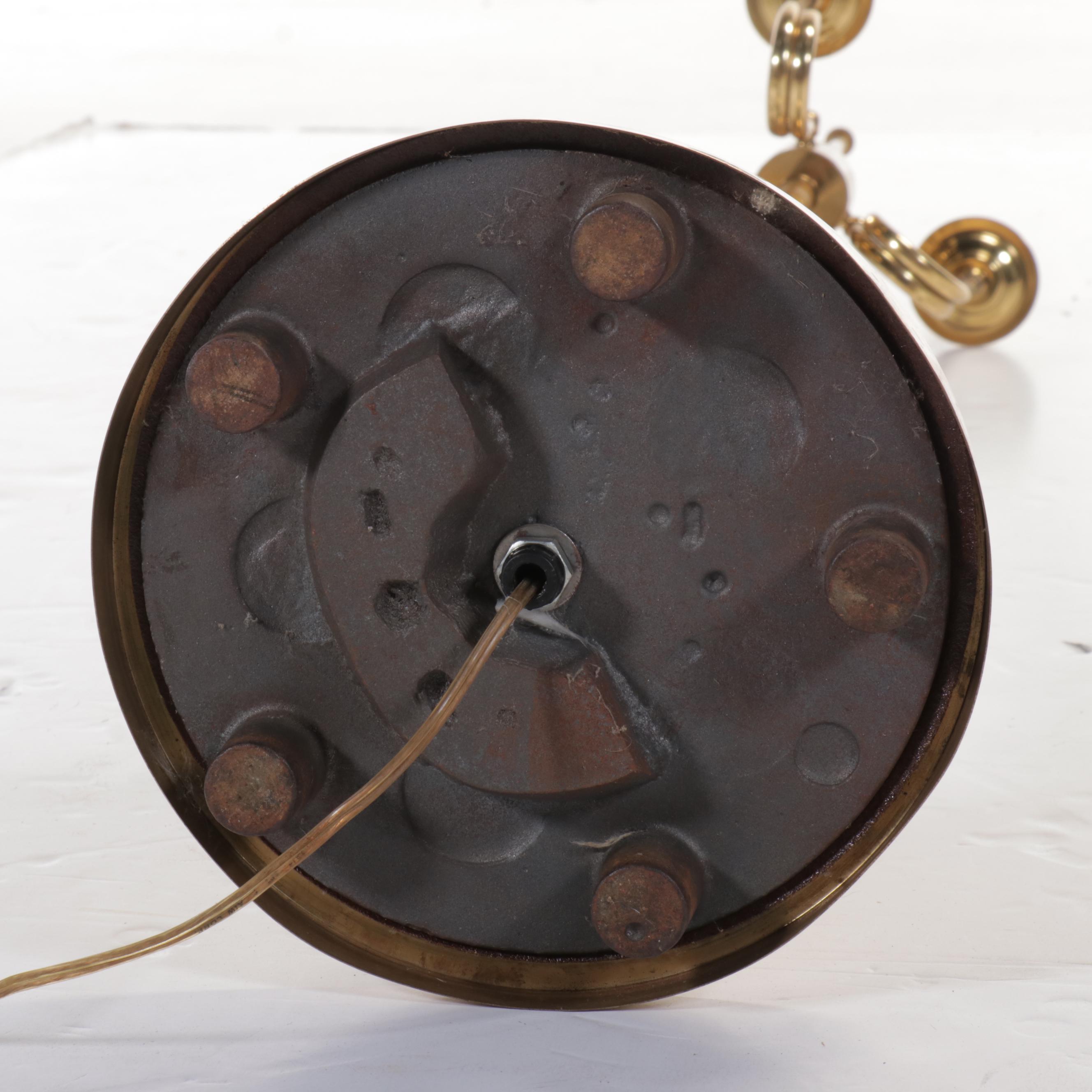 Neoclassical Style Brass Floor Lamp with Ethan Allen Shirred Shade