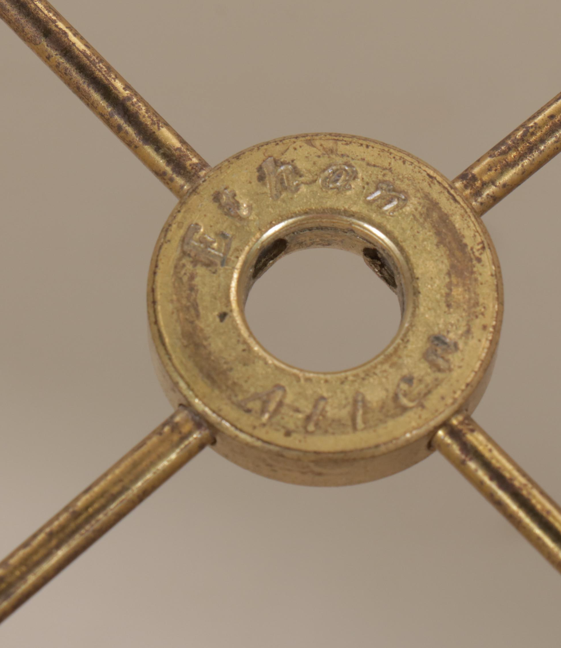 Neoclassical Style Brass Floor Lamp with Ethan Allen Shirred Shade