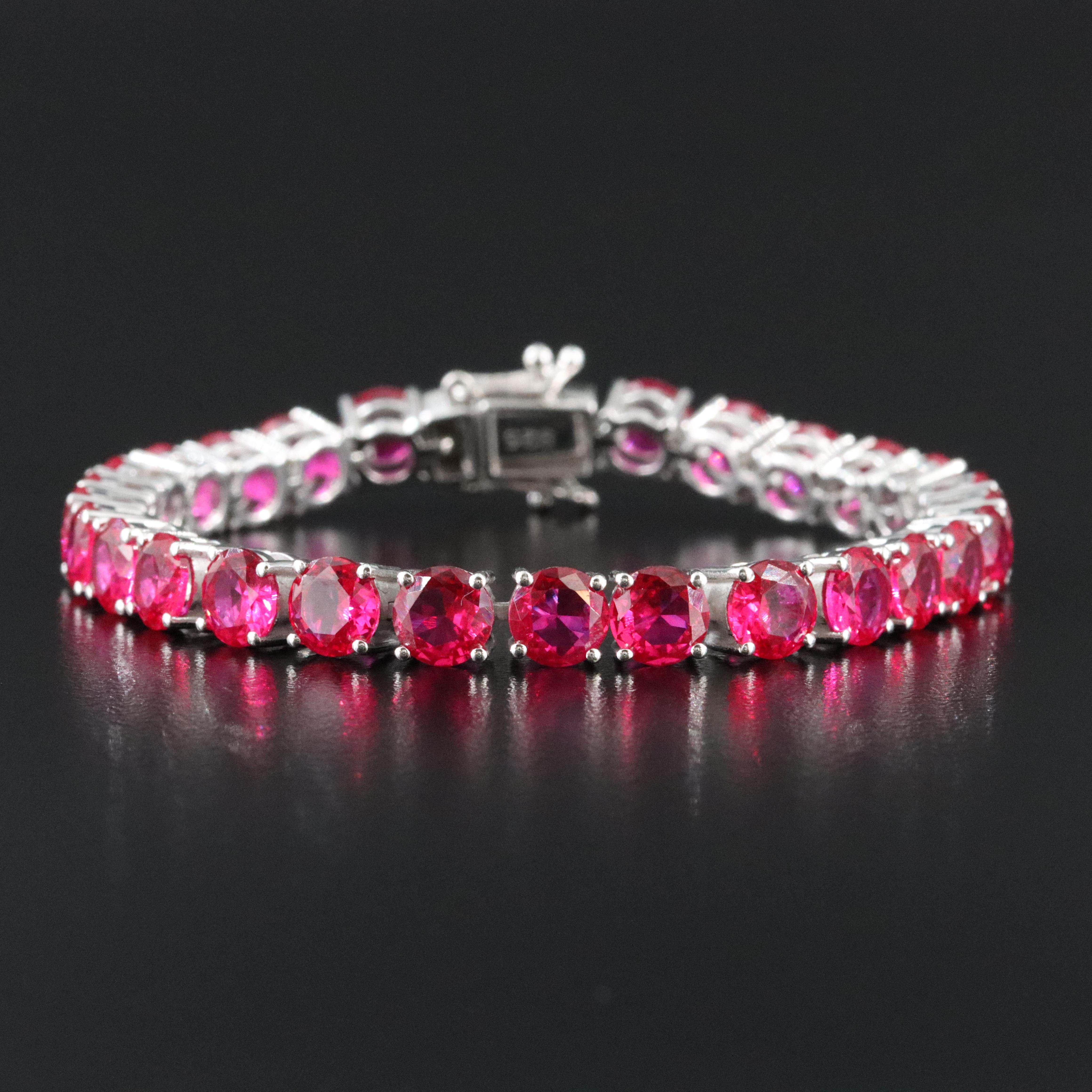 Sterling Ruby Line Bracelet