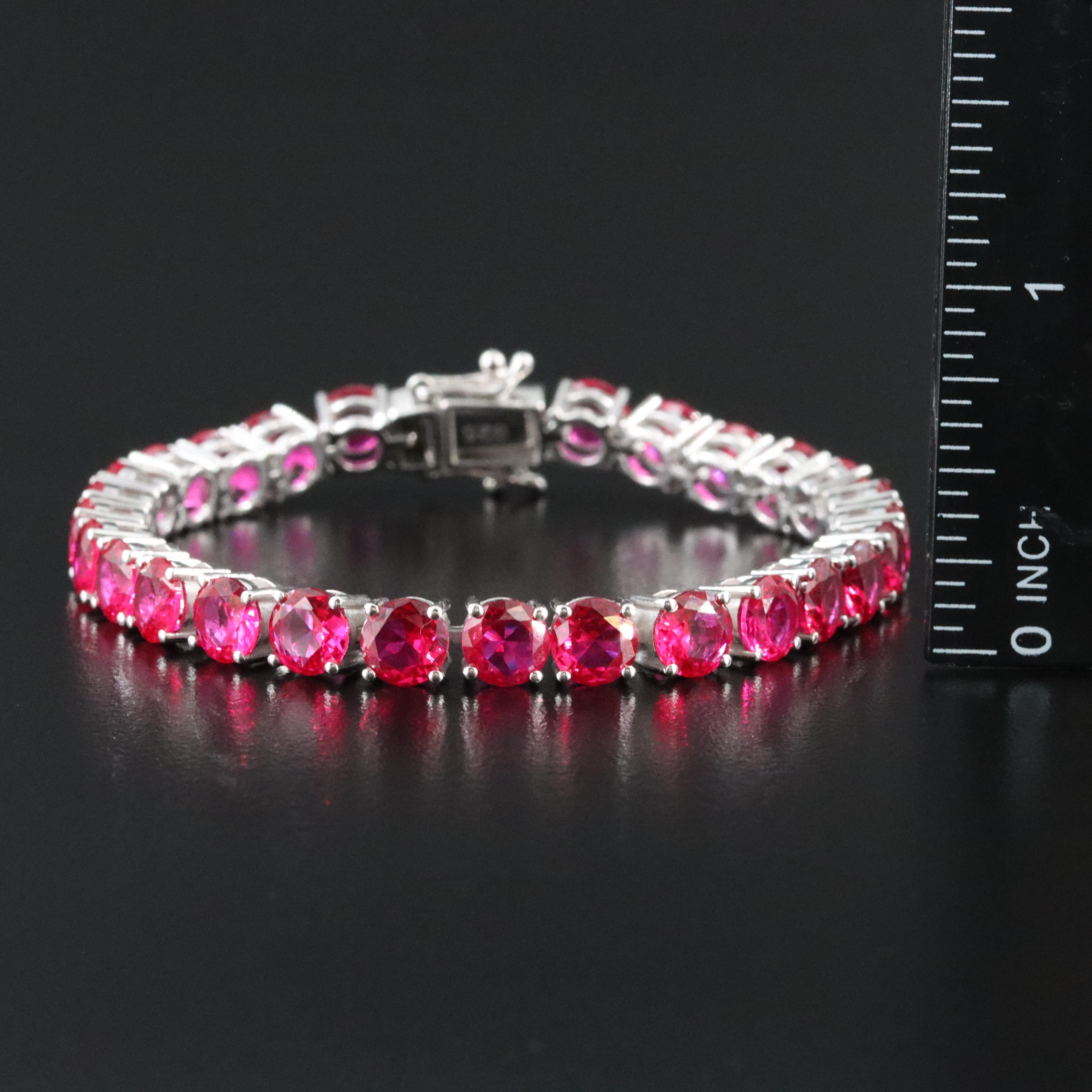 Sterling Ruby Line Bracelet