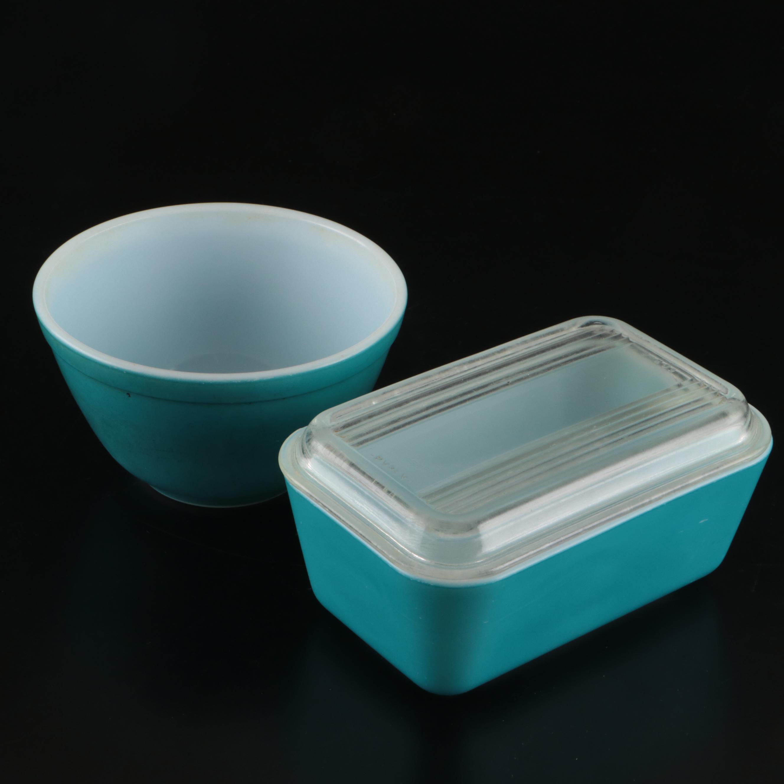 Pyrex Glass Bowl and Lidded Box, H.P. Hood & Sons Butter Dish and More Serveware