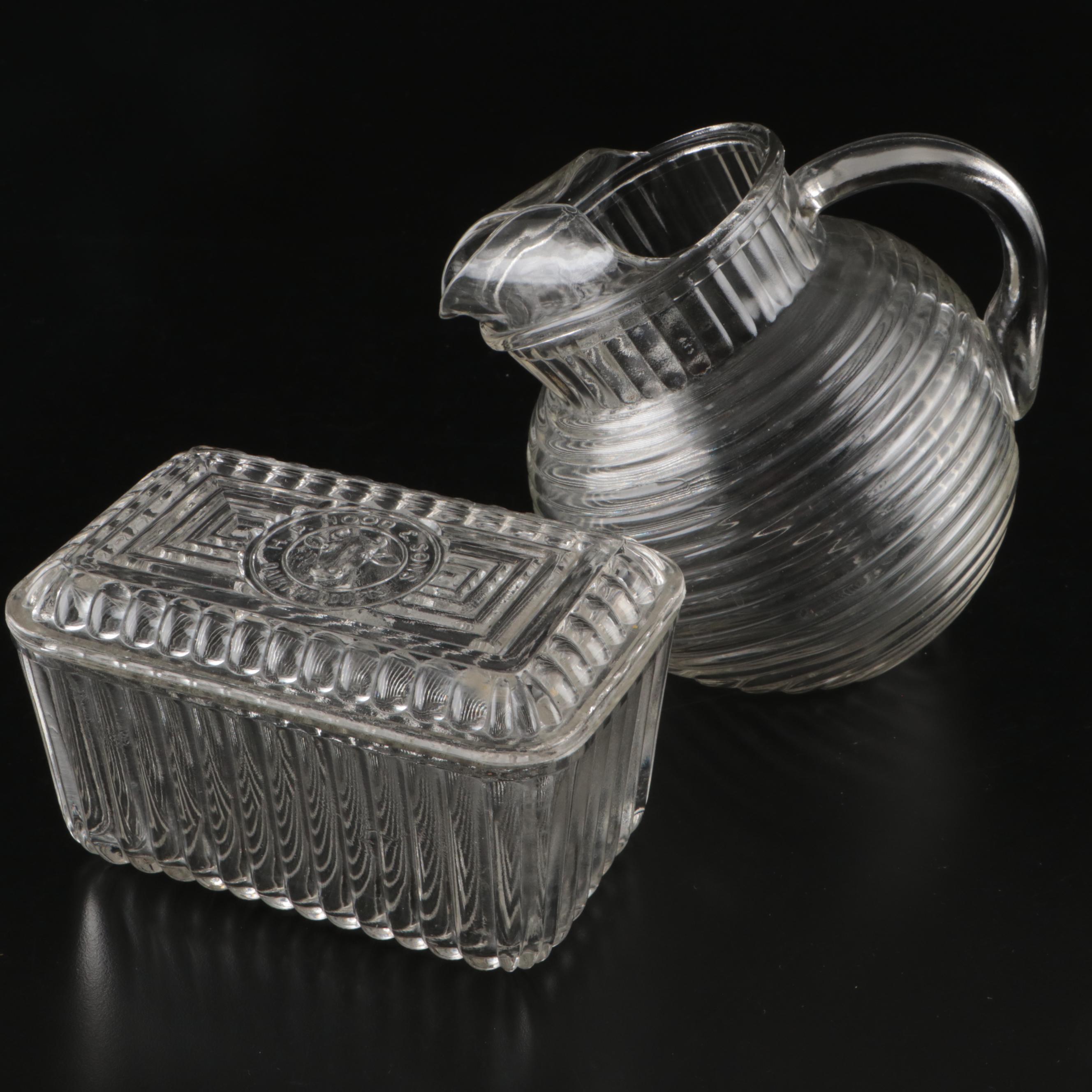 Pyrex Glass Bowl and Lidded Box, H.P. Hood & Sons Butter Dish and More Serveware