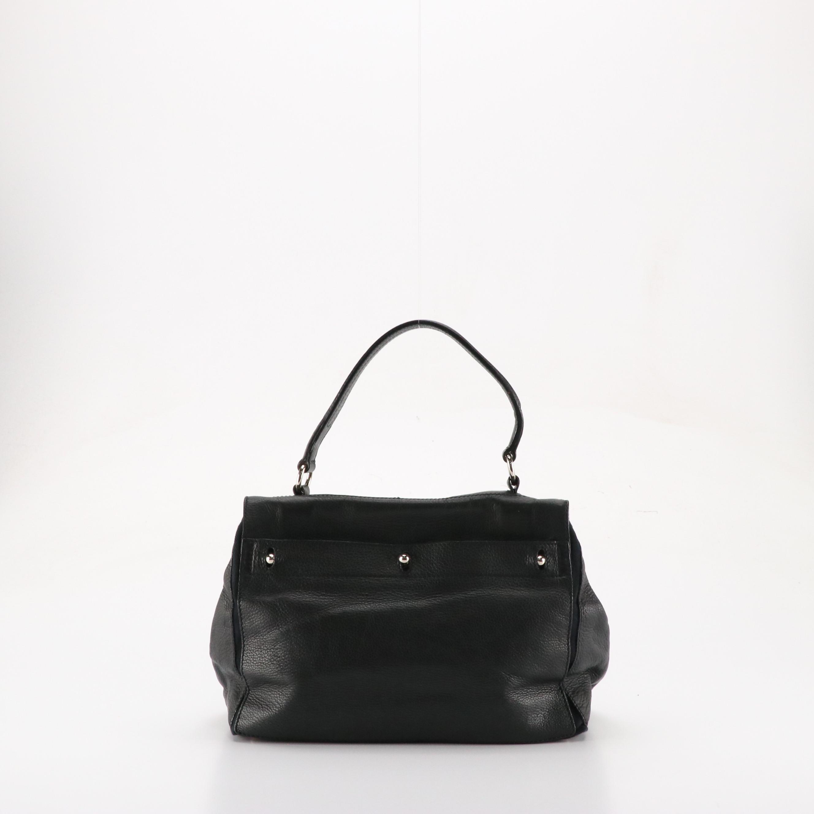 Yves Saint Laurent Muse 2 Shoulder Bag in Black Grained Leather and Canvas