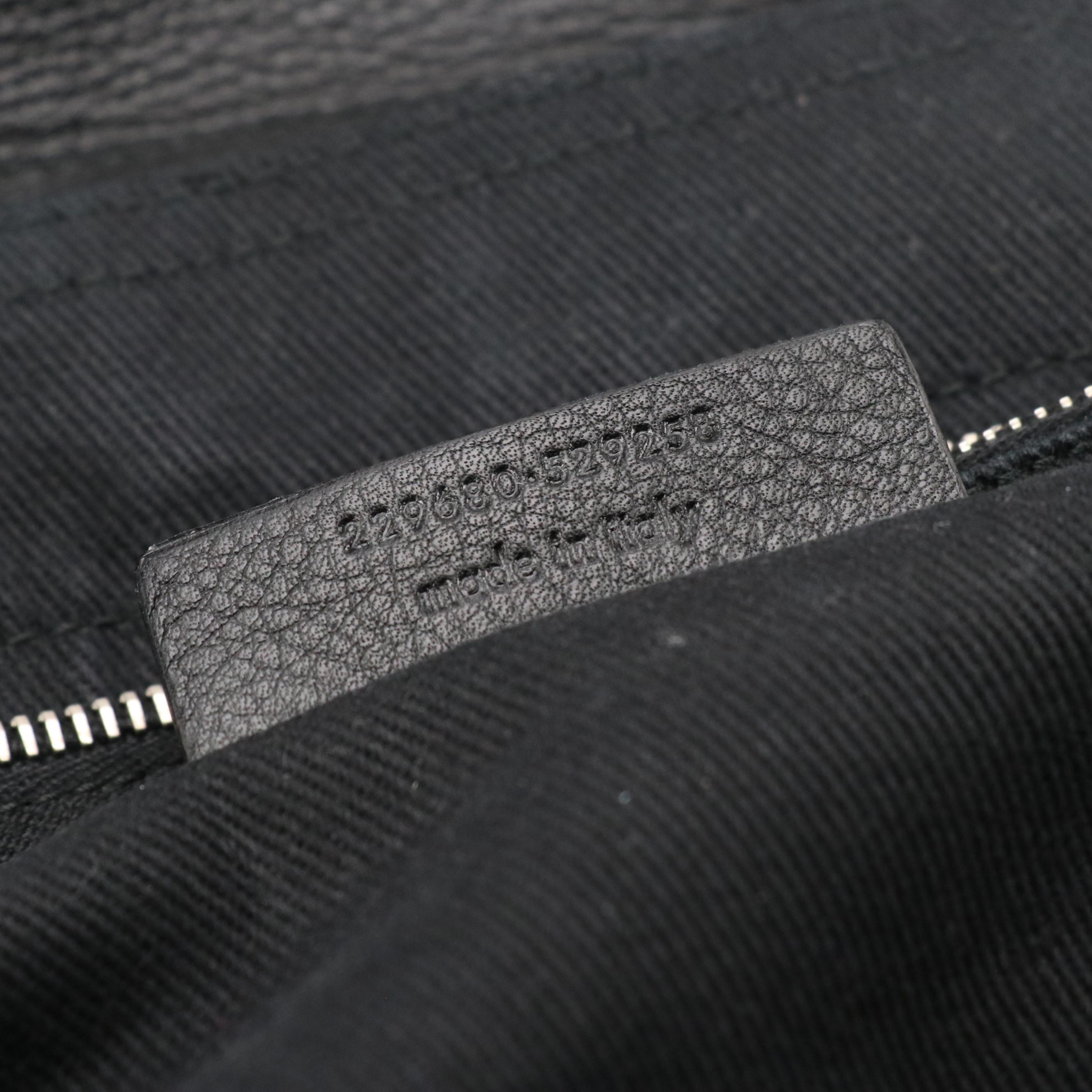 Yves Saint Laurent Muse 2 Shoulder Bag in Black Grained Leather and Canvas