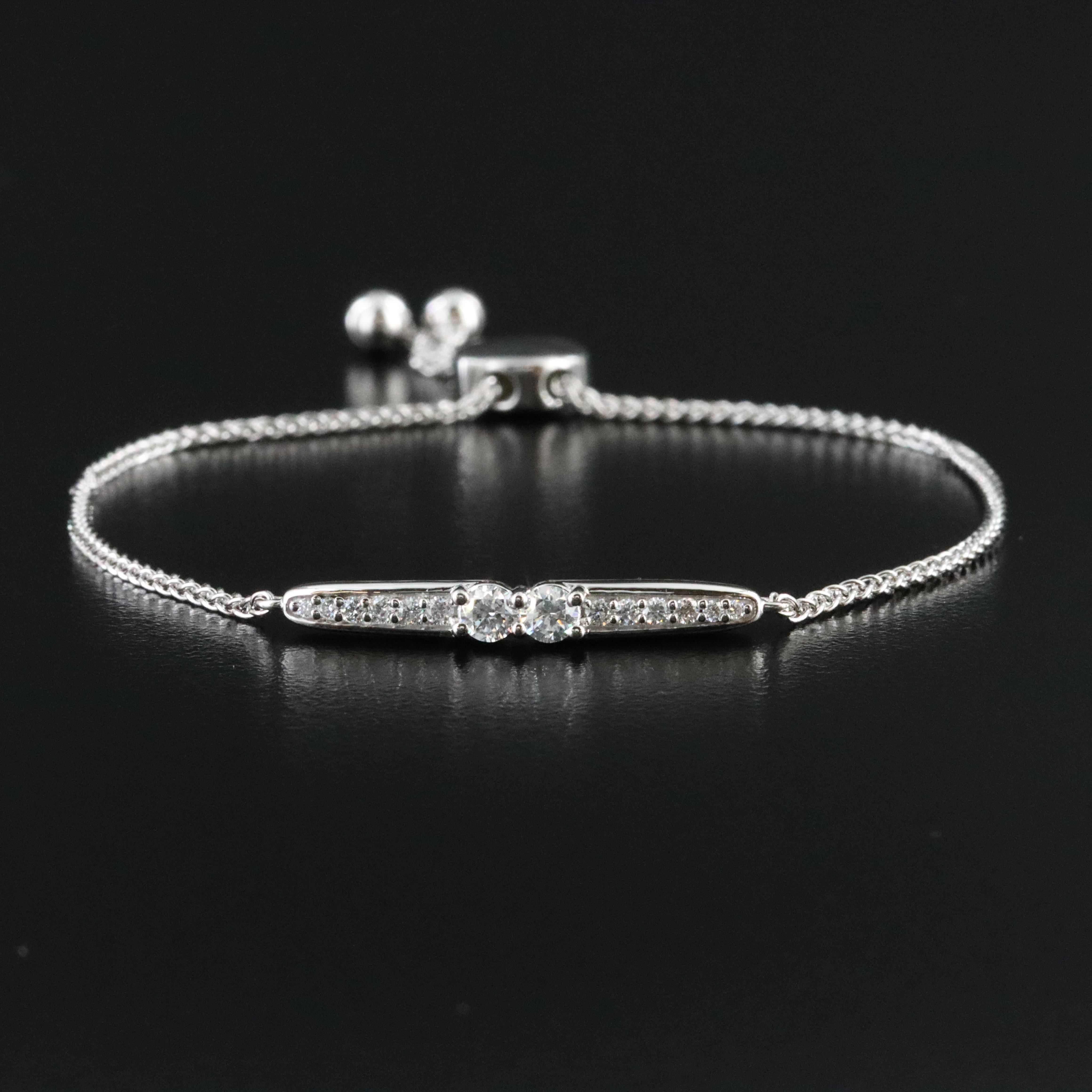 Sterling Diamond Bolo Bracelet