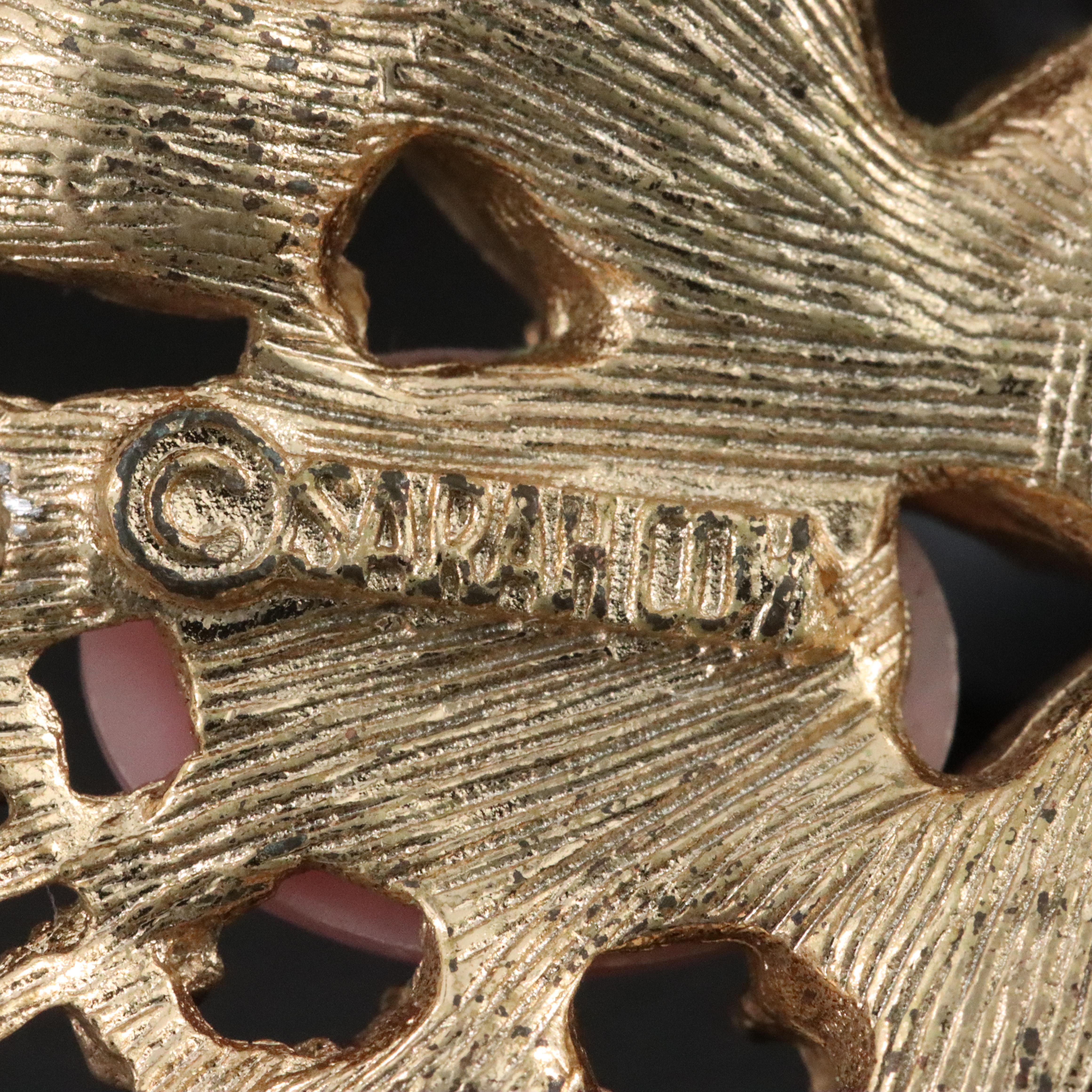 Sarah Coventry Rhinestone and Faux Pearl Openwork  Brooch