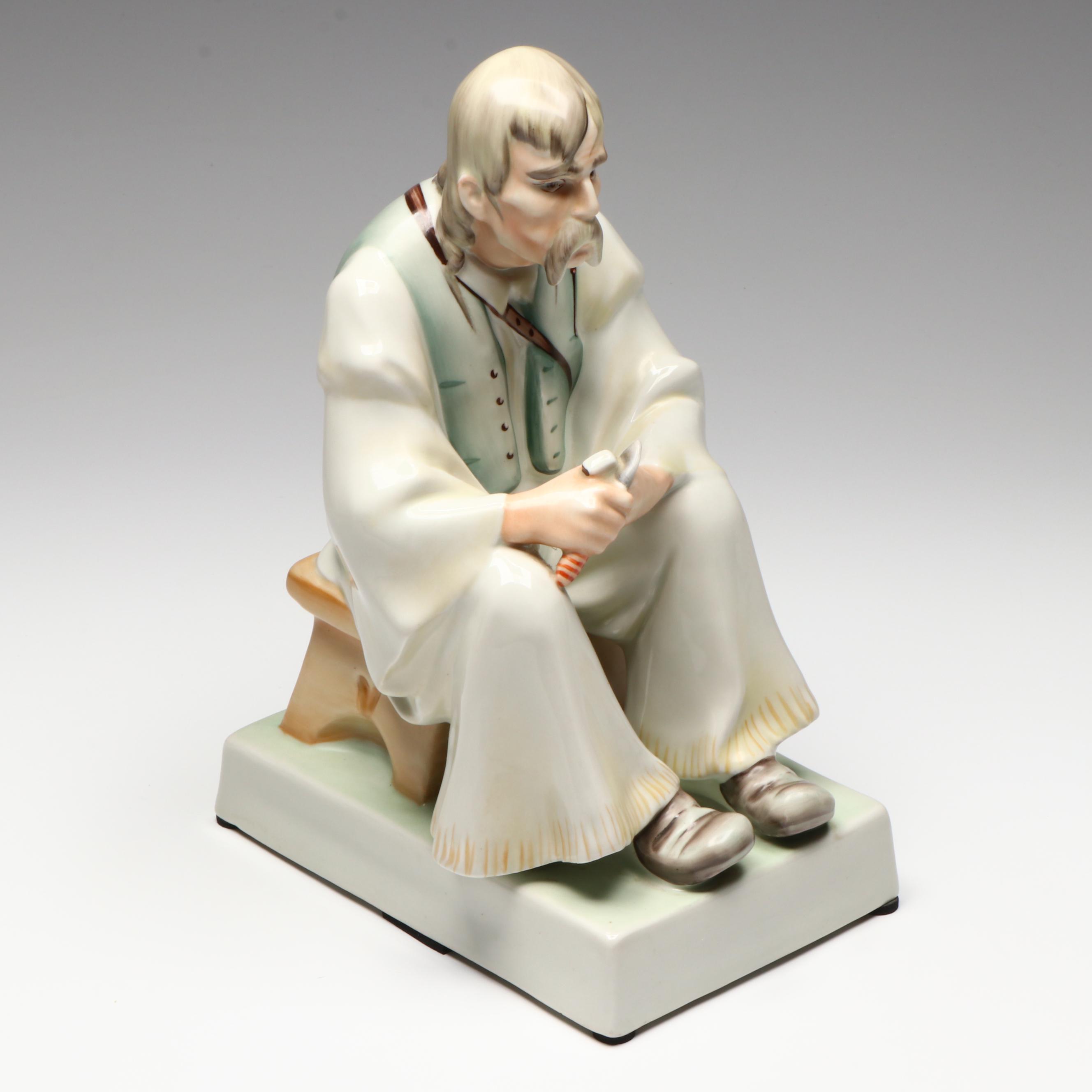 Zsolnay Hungarian Porcelain Woodcarver Figurine
