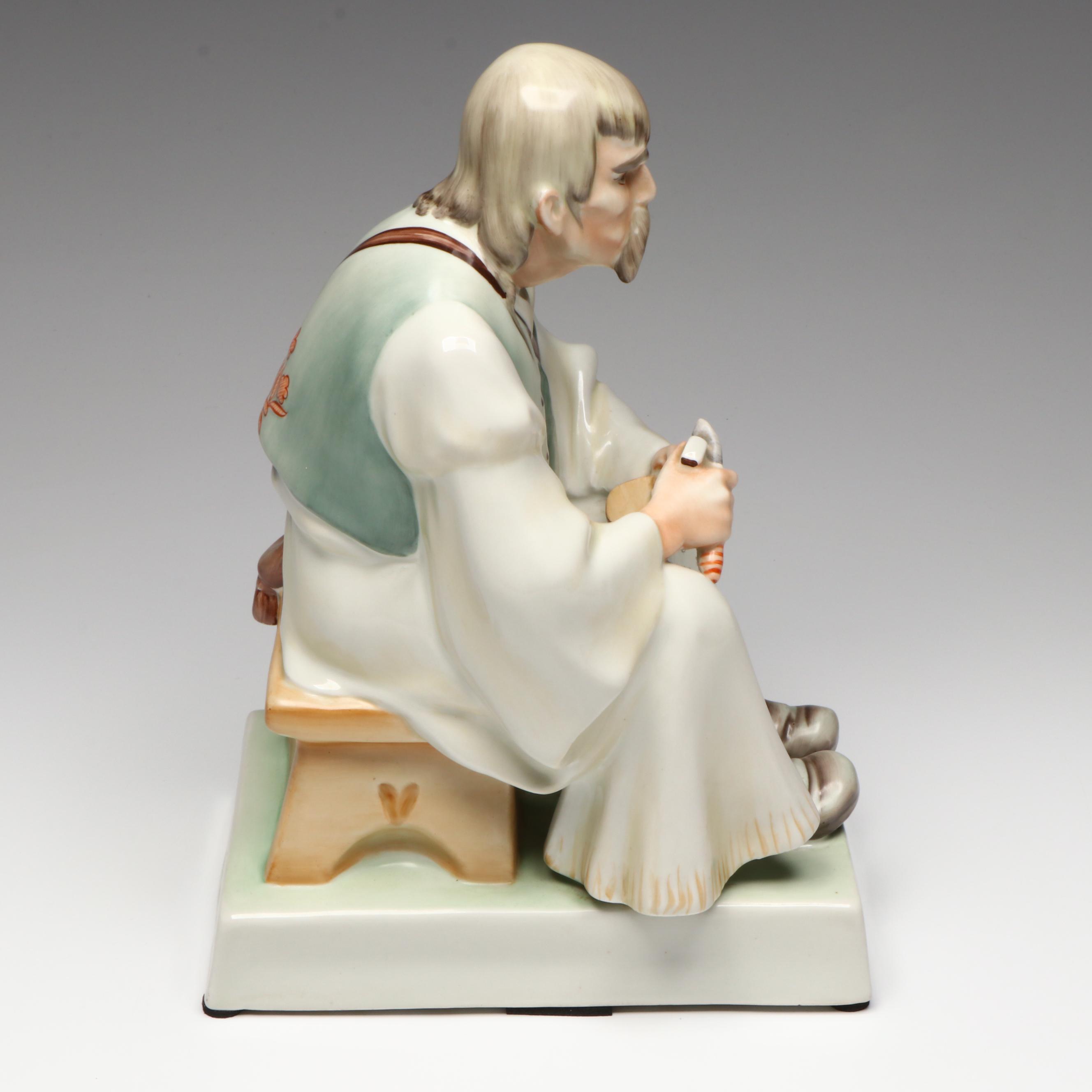 Zsolnay Hungarian Porcelain Woodcarver Figurine