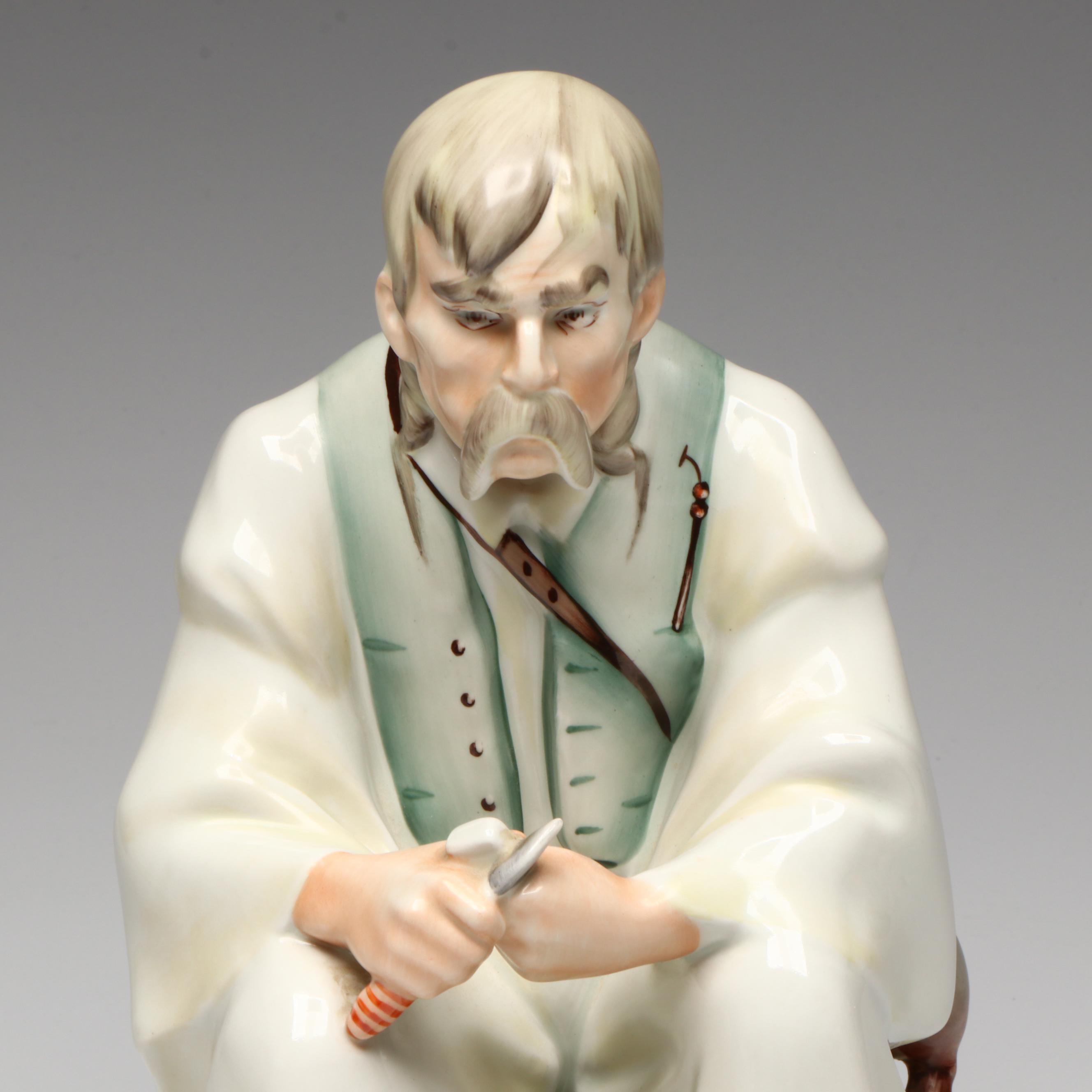 Zsolnay Hungarian Porcelain Woodcarver Figurine