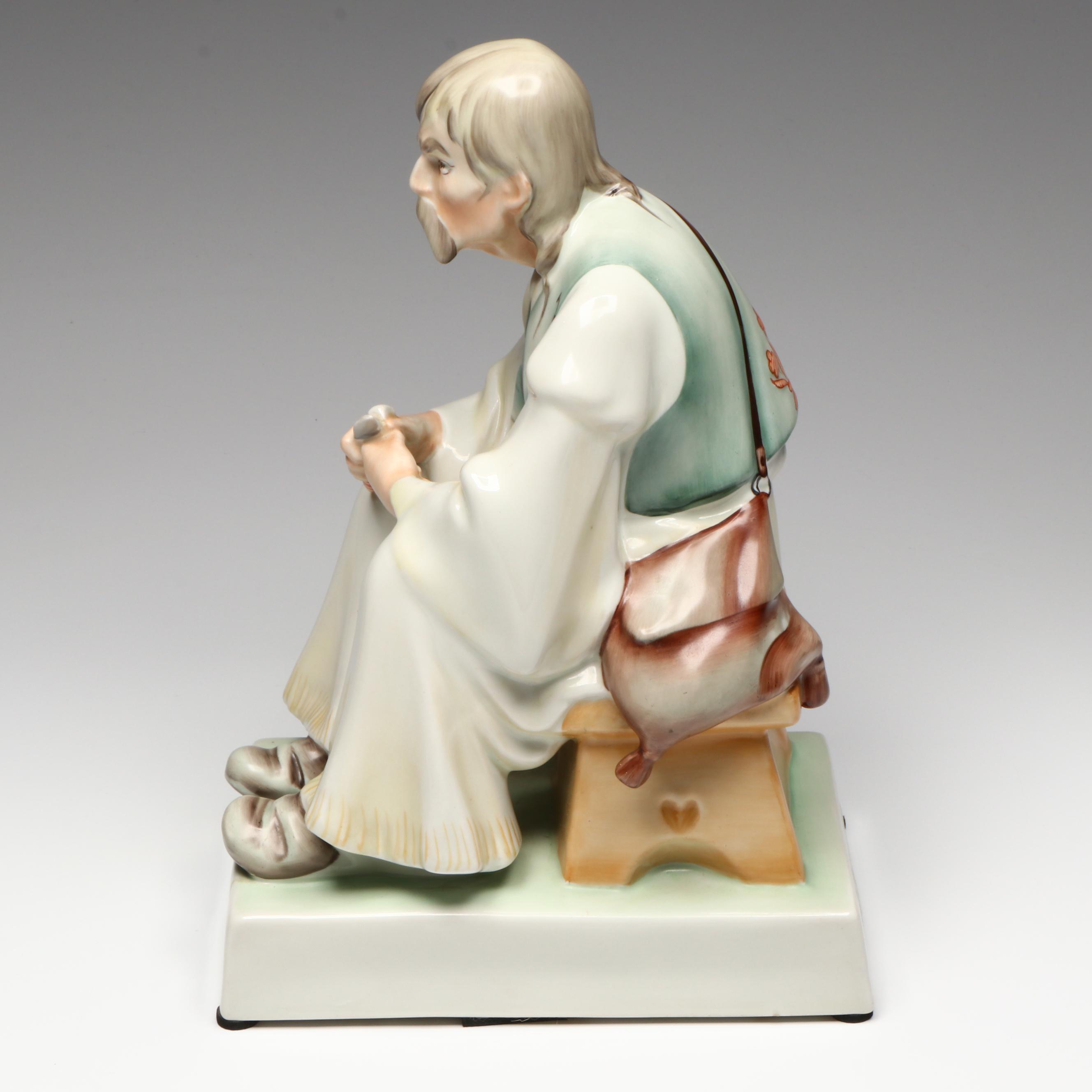 Zsolnay Hungarian Porcelain Woodcarver Figurine