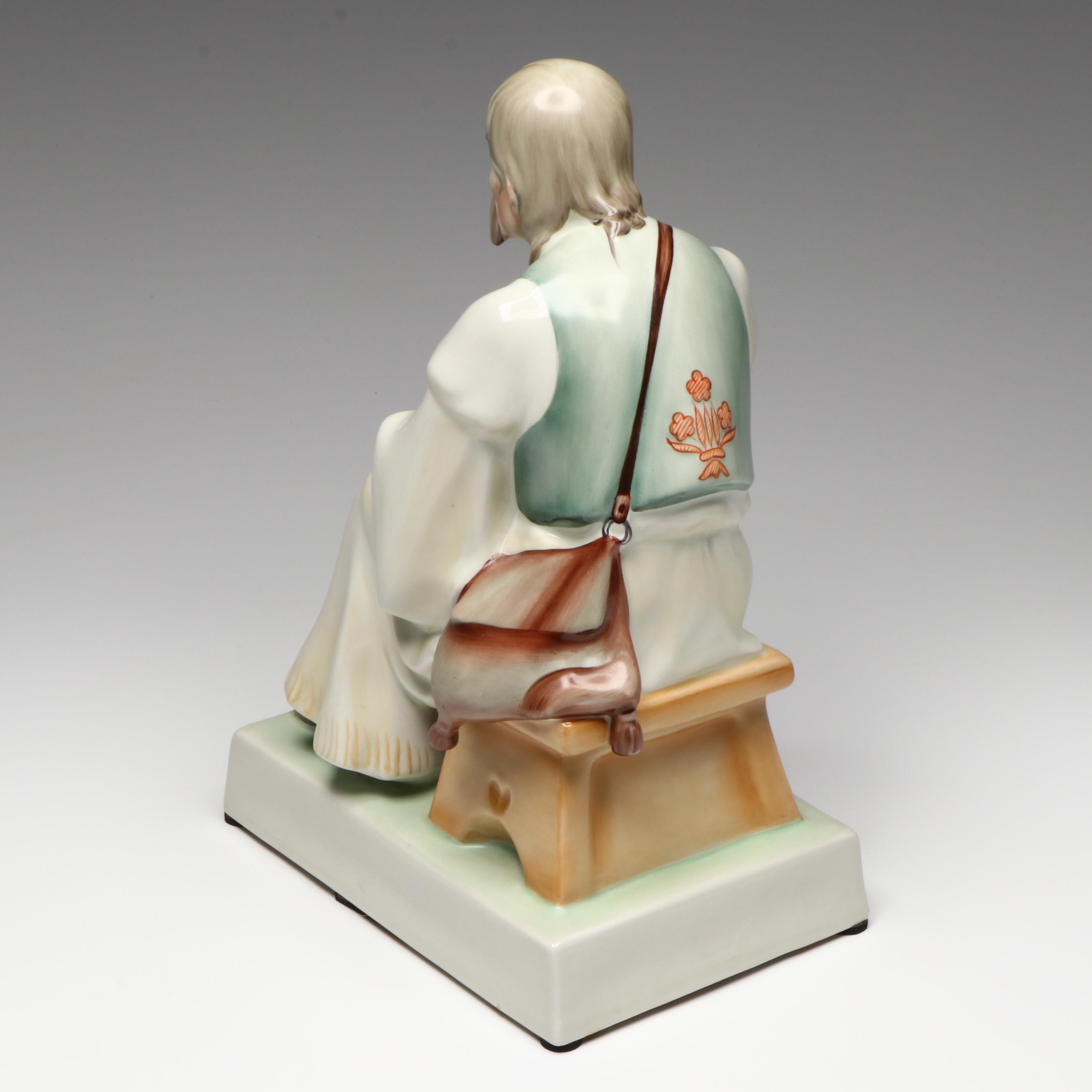 Zsolnay Hungarian Porcelain Woodcarver Figurine