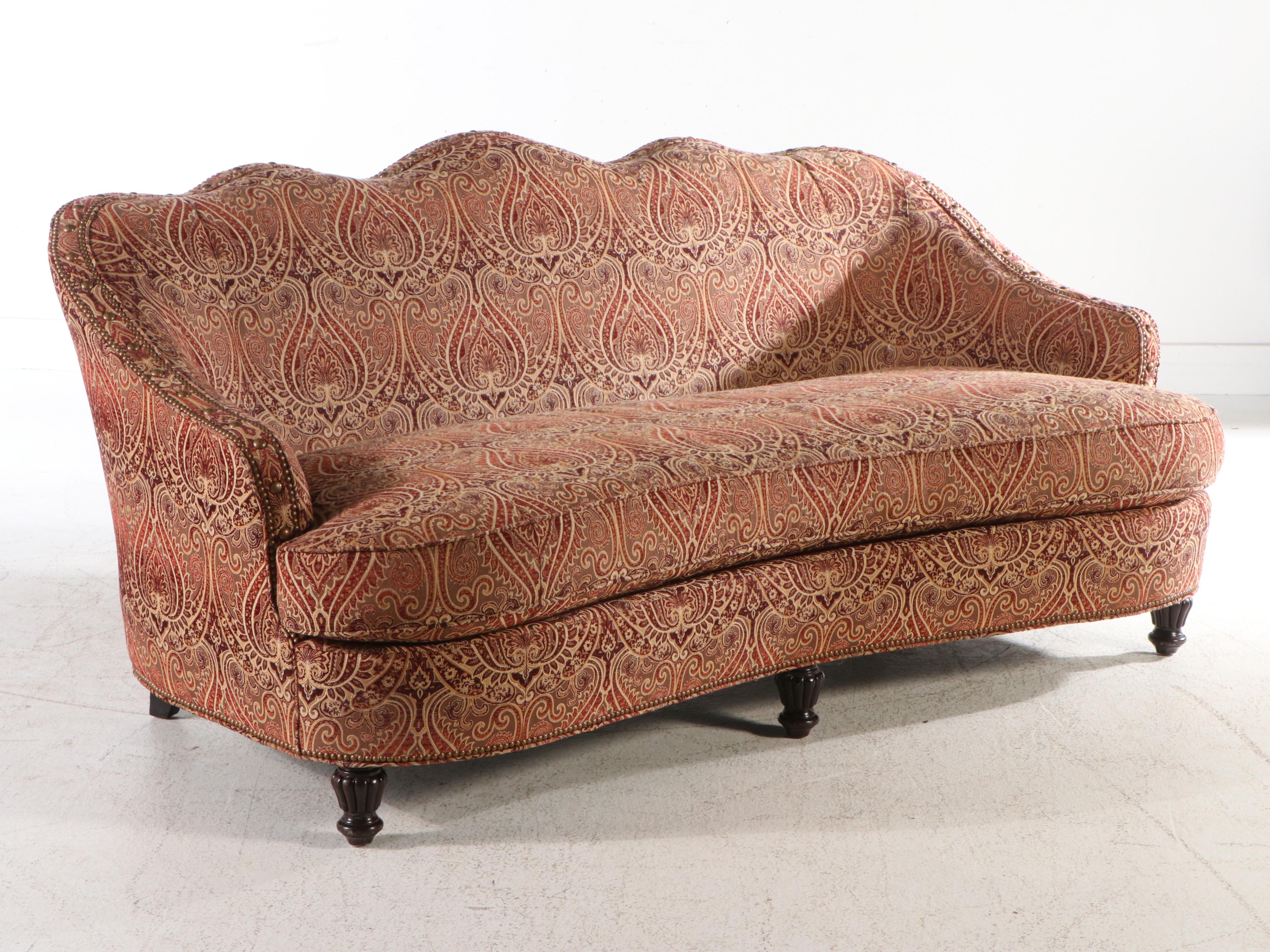 Sherrill Furniture Paisley Fabric Upholstered Sofa