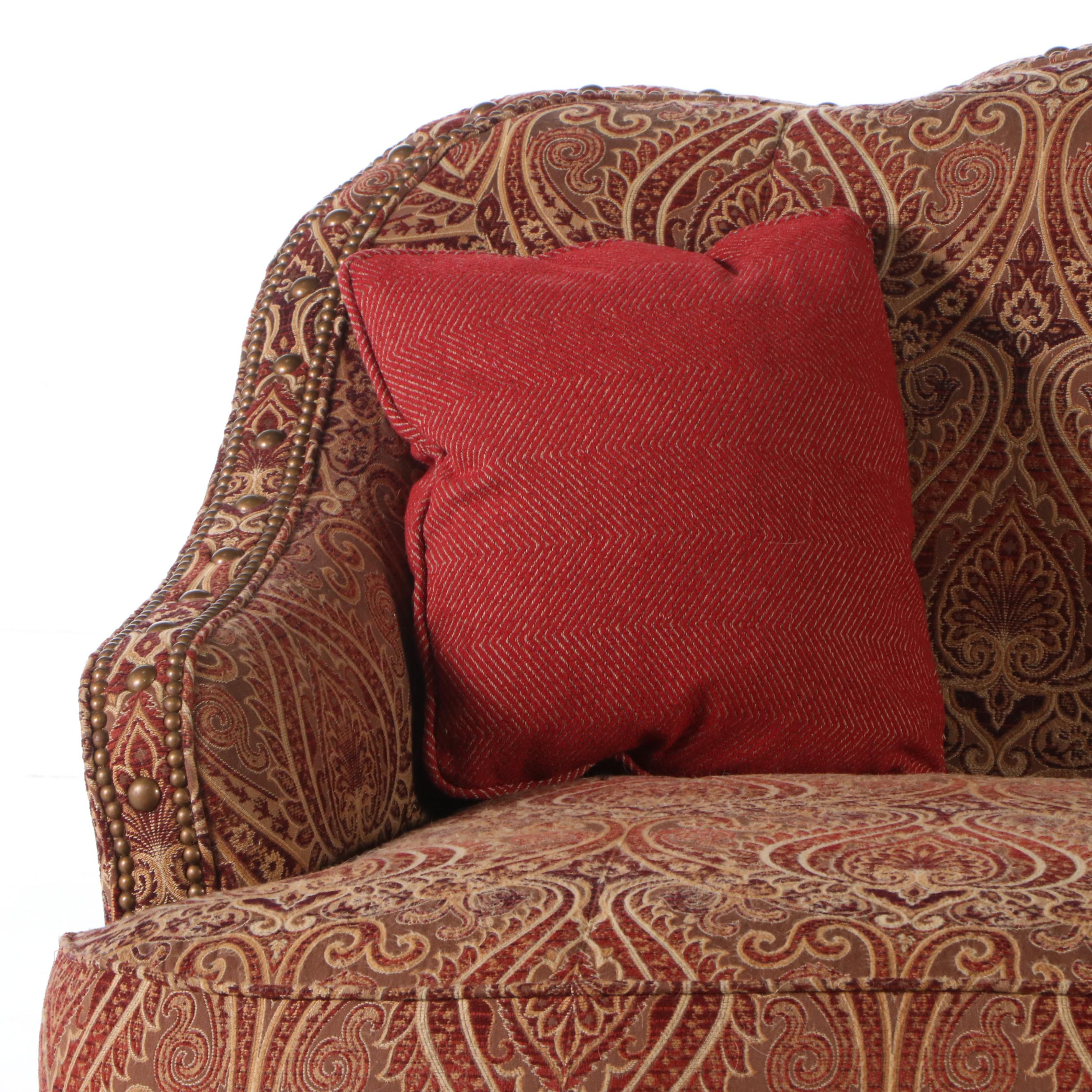 Sherrill Furniture Paisley Fabric Upholstered Sofa