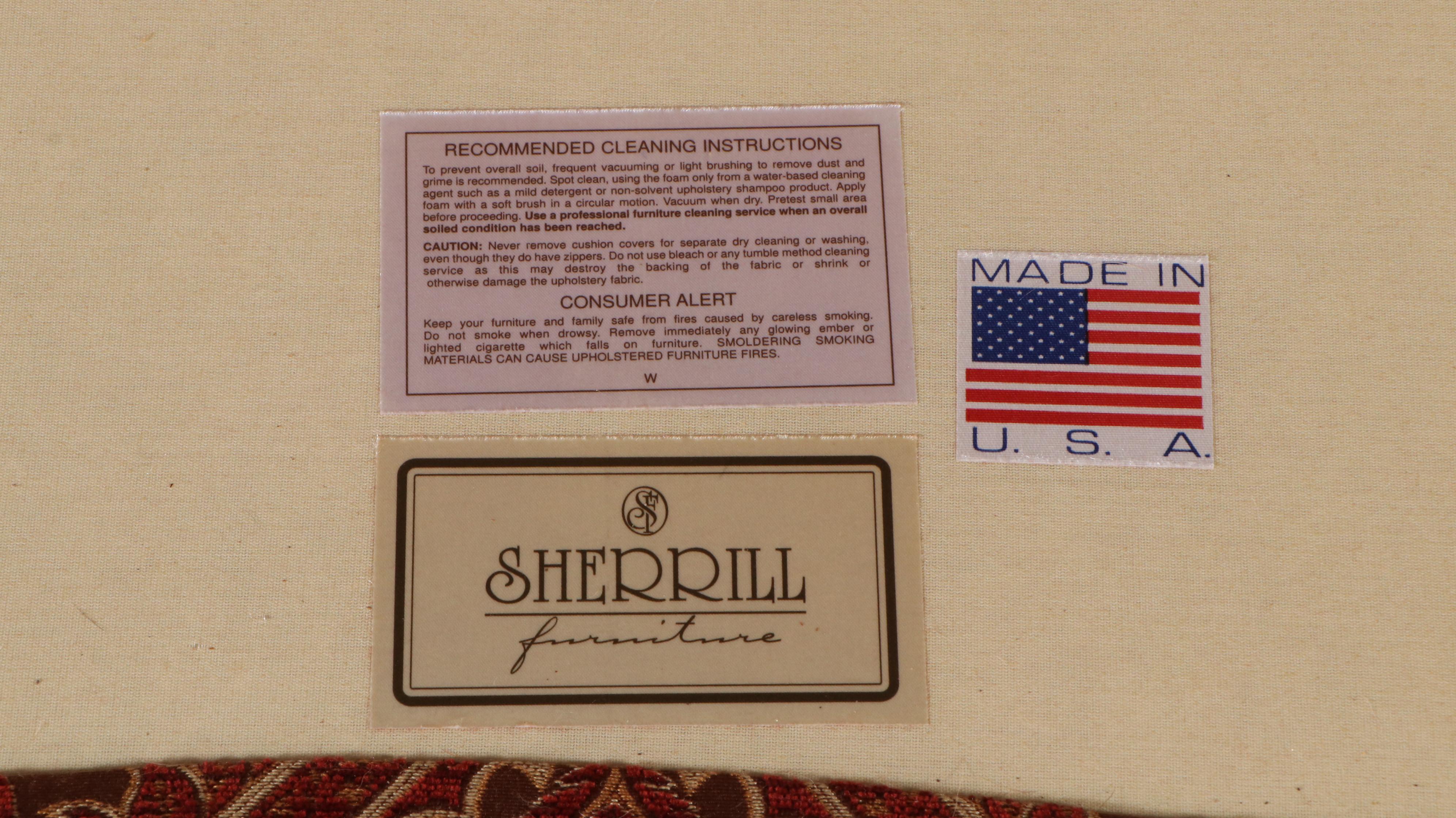 Sherrill Furniture Paisley Fabric Upholstered Sofa