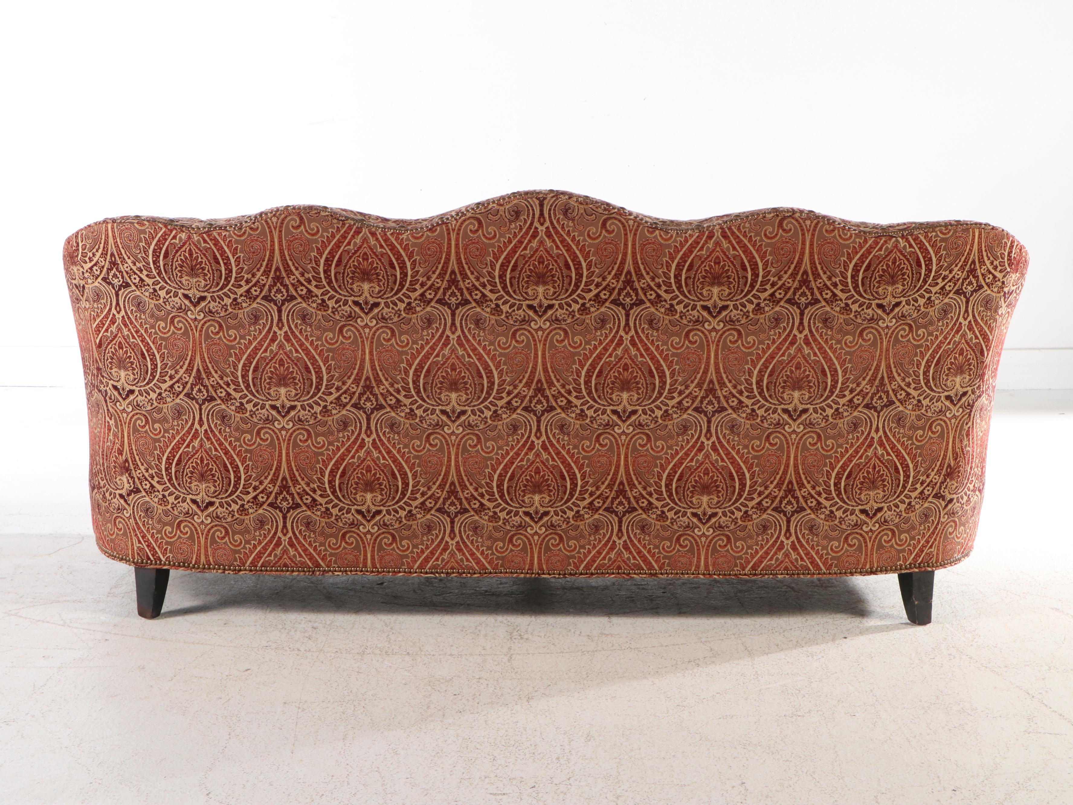 Sherrill Furniture Paisley Fabric Upholstered Sofa