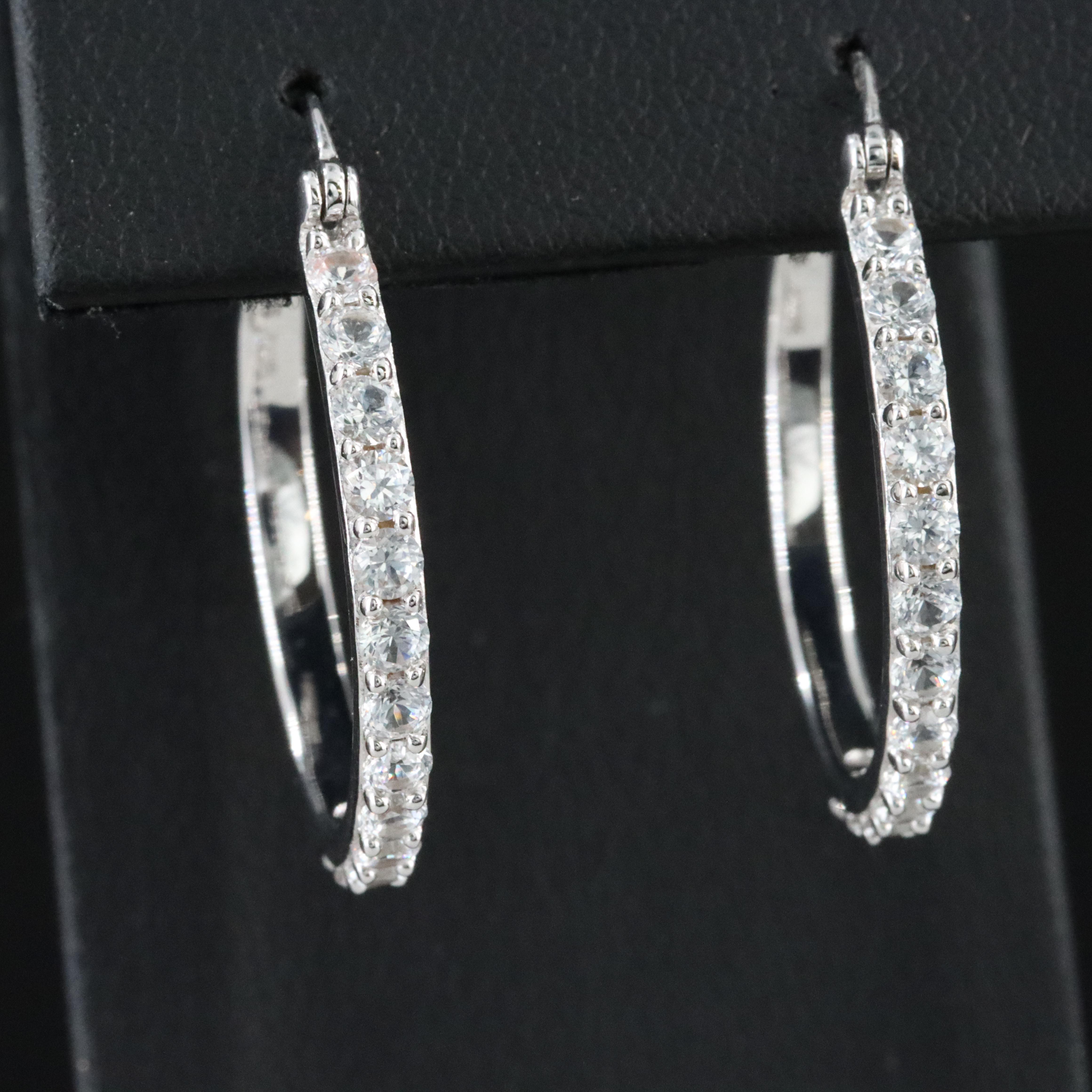 Sterling White Sapphire Hoop Earrings