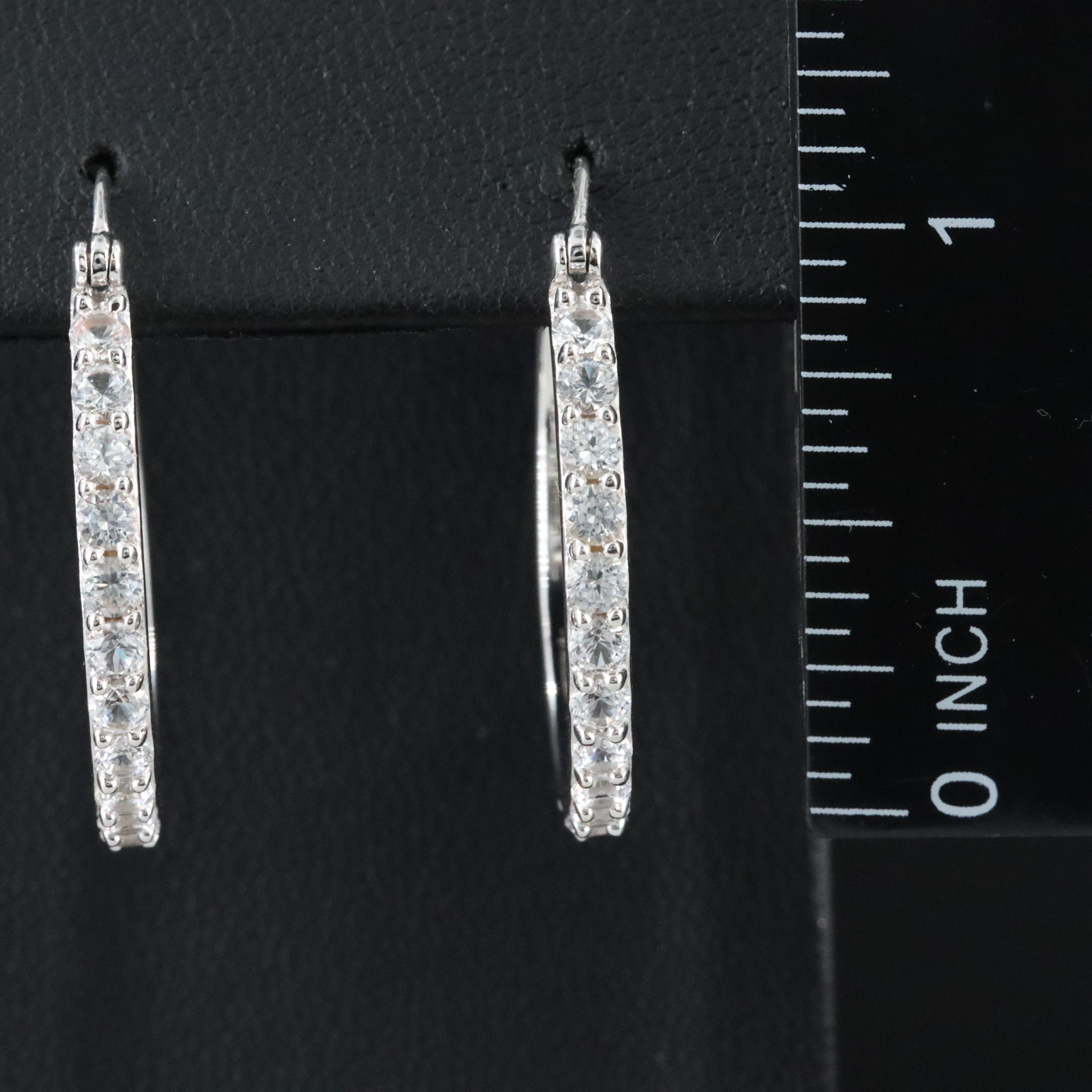 Sterling White Sapphire Hoop Earrings