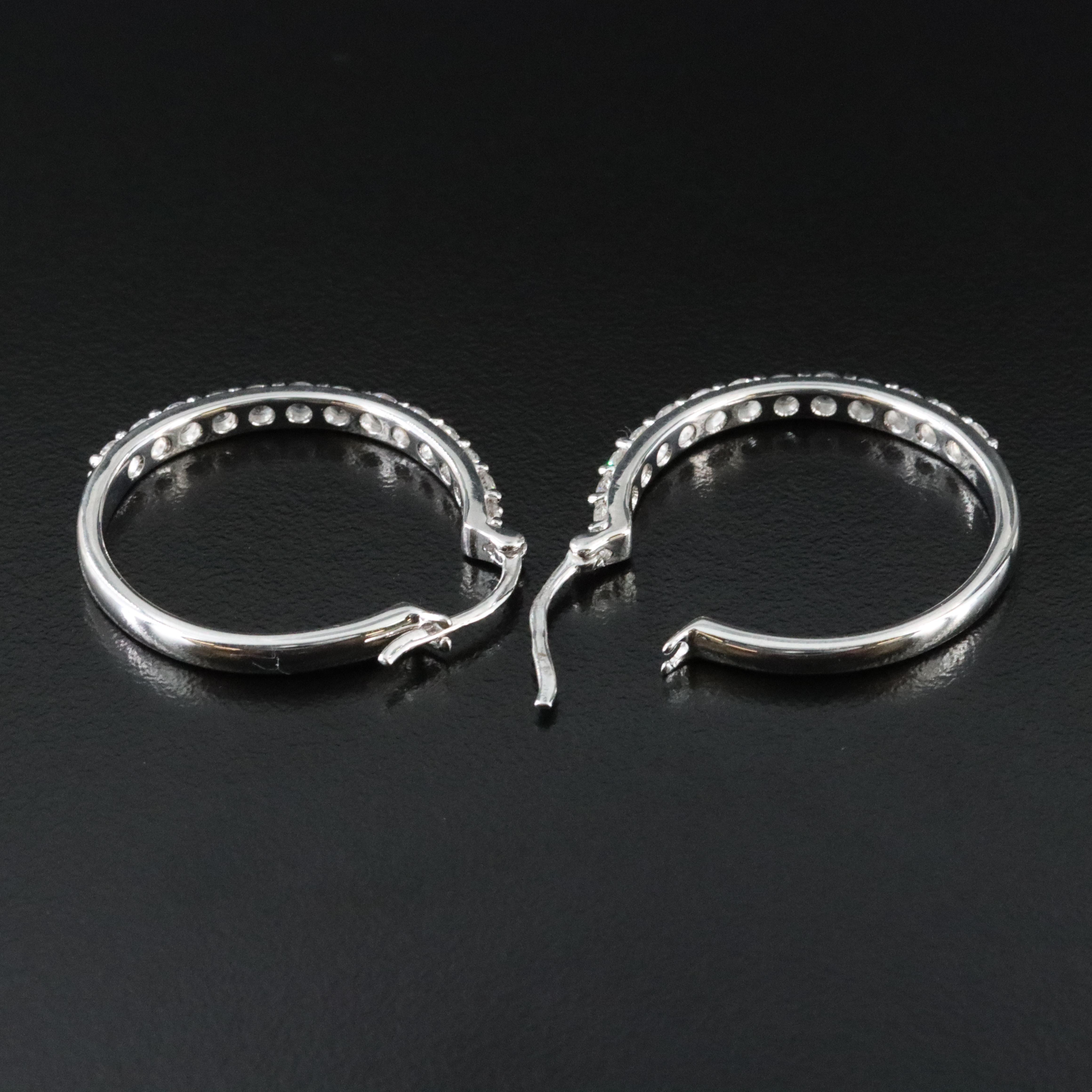 Sterling White Sapphire Hoop Earrings
