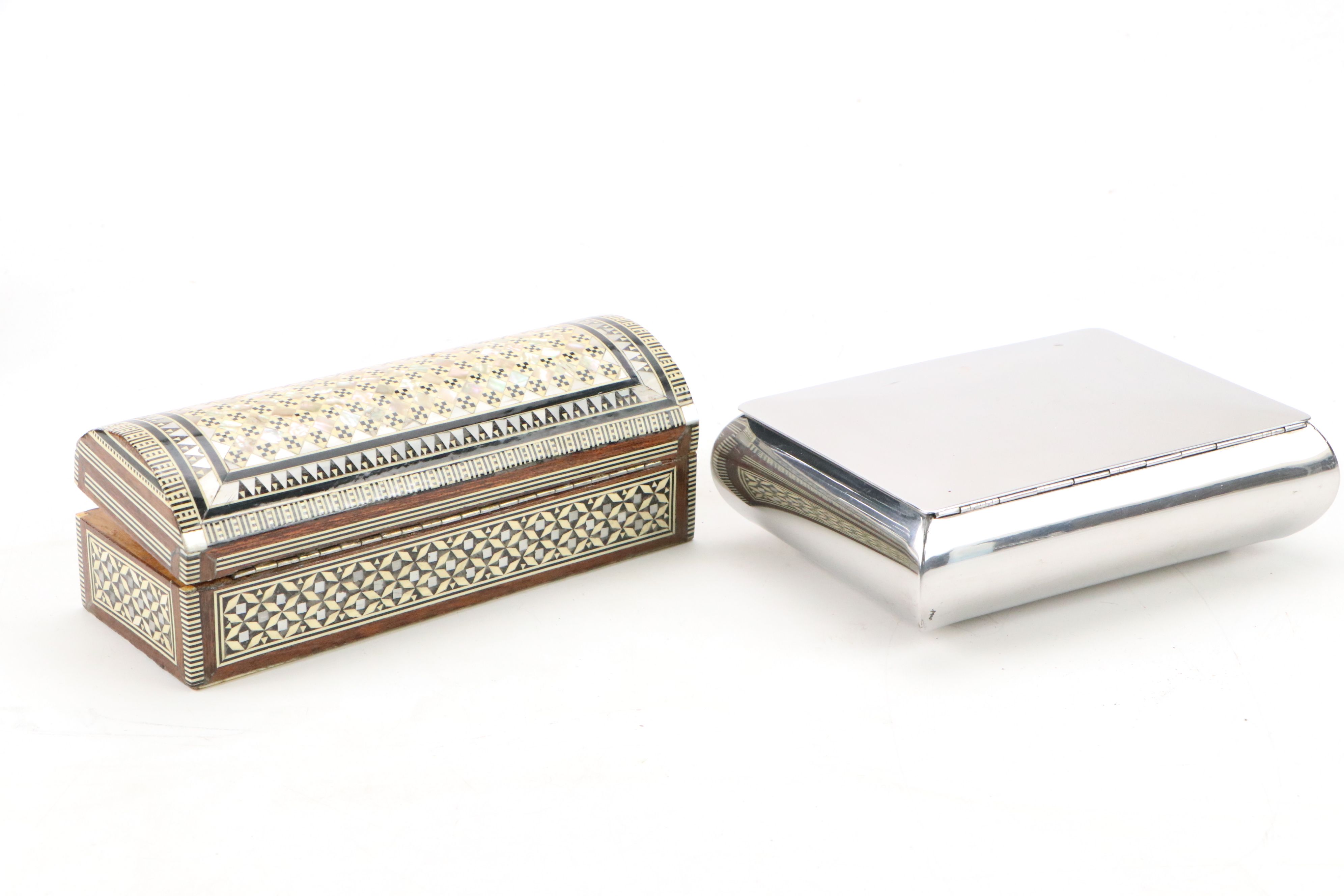 Ohia Sweden Chrome Cigarette Box with Other Boxes, Stamps and More Décor