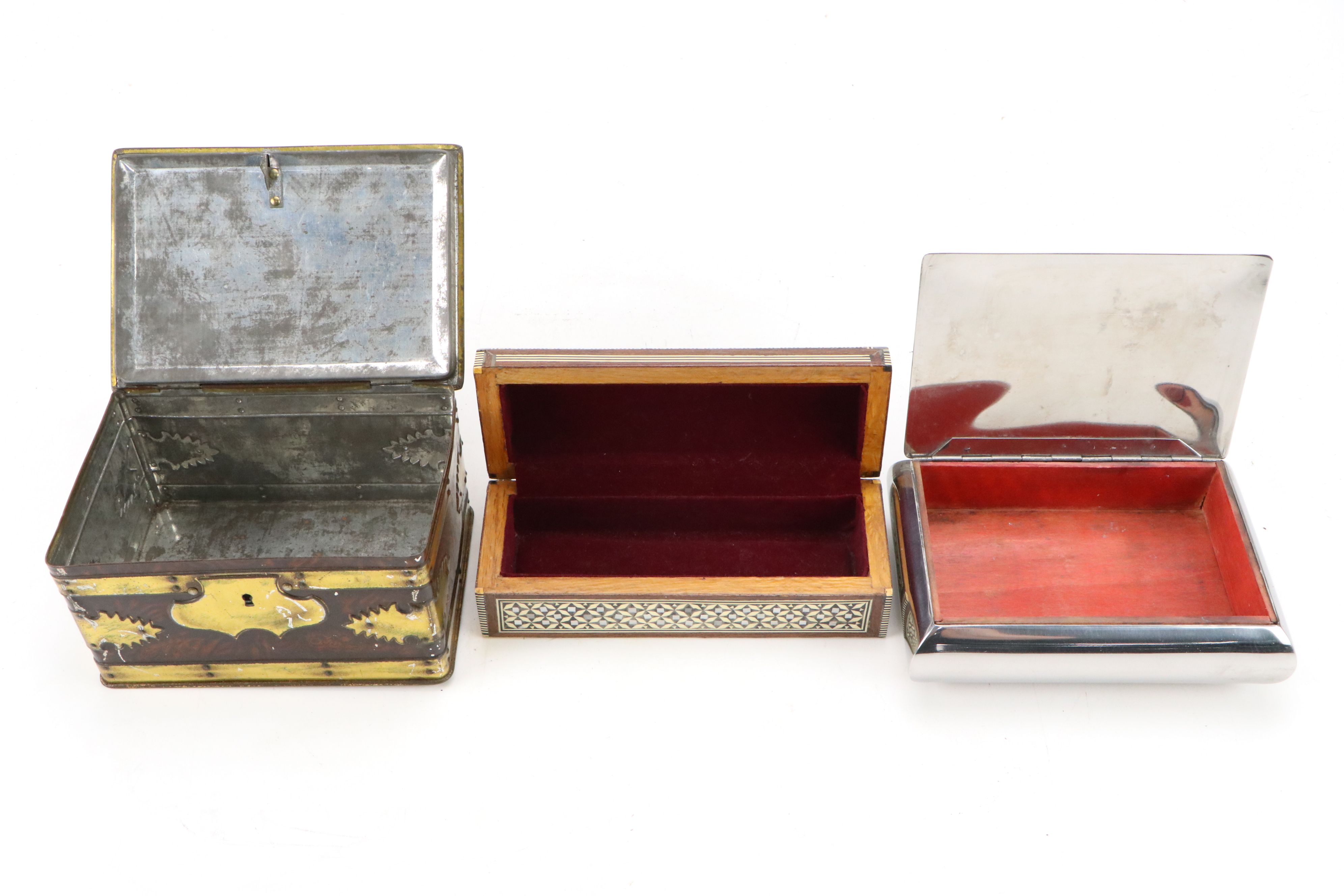 Ohia Sweden Chrome Cigarette Box with Other Boxes, Stamps and More Décor