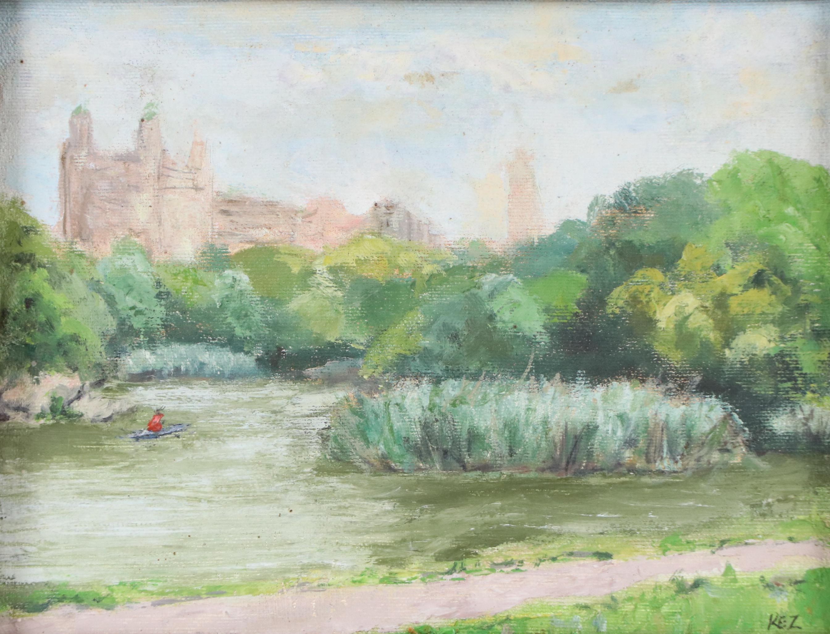Kristin Zimmerman Impressionistic Oil Painting "Central Park Pond," 2002