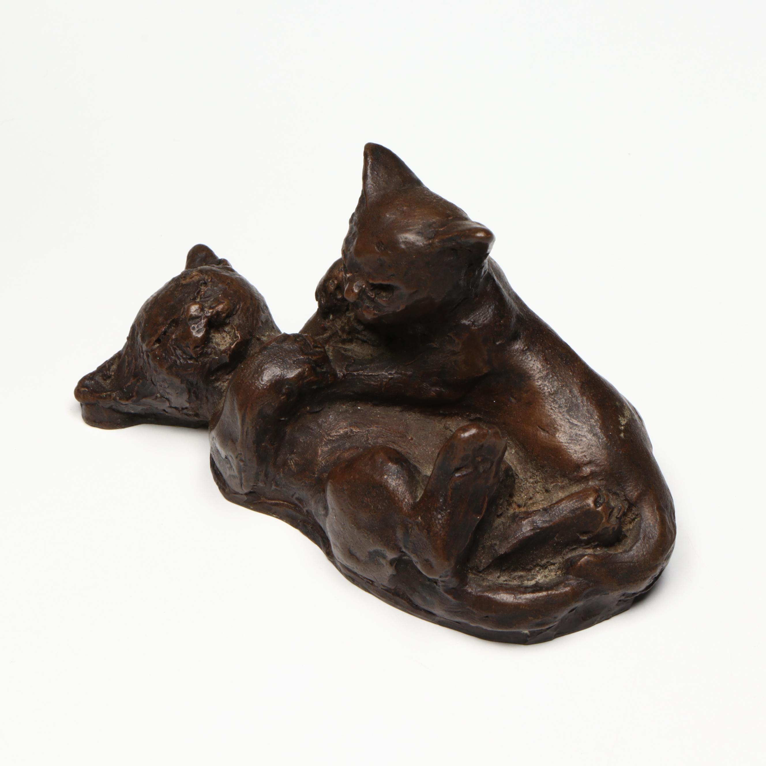 Celtic Style Ceramic Plate with Green Glass and Ceramic Vases, Cat Figurines