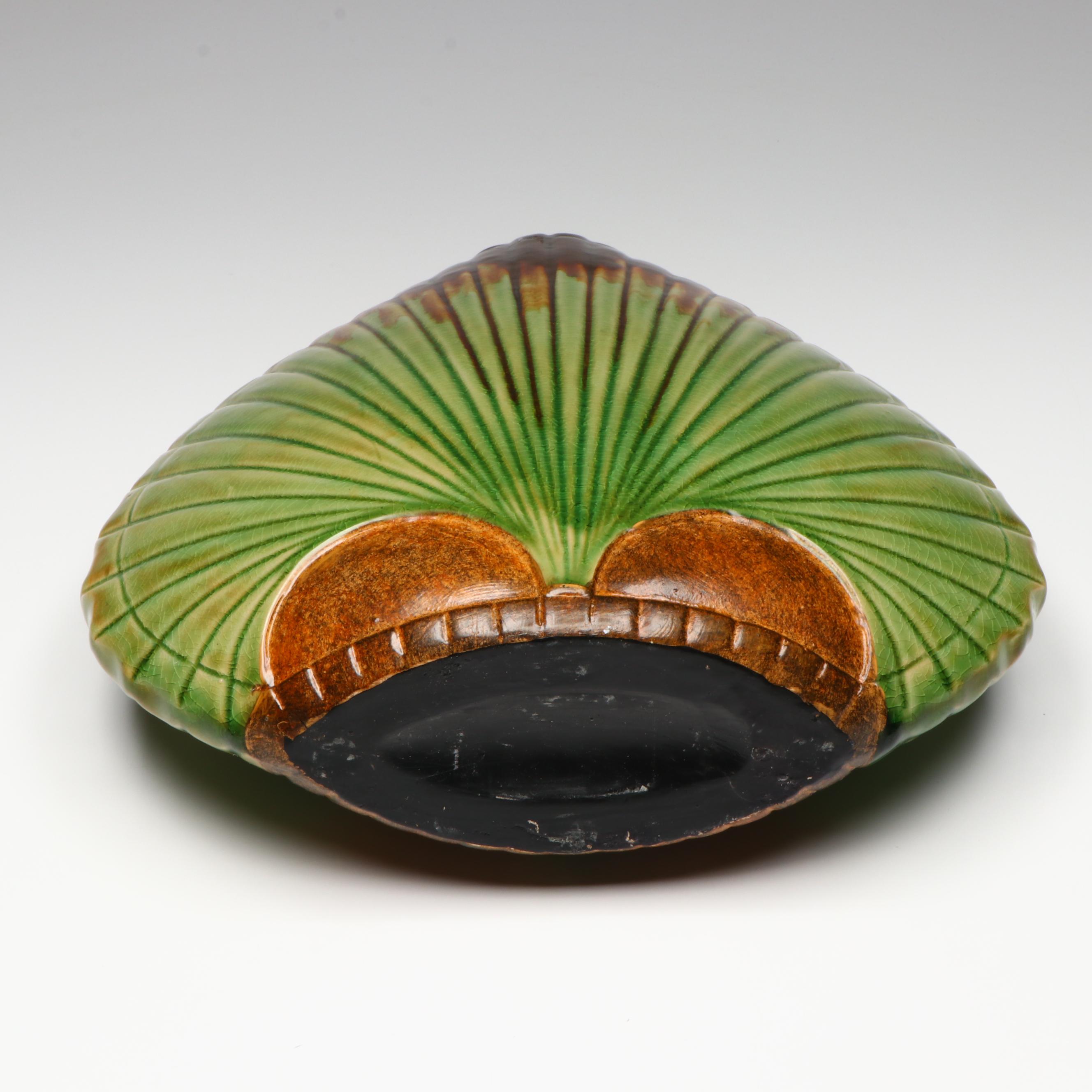 Celtic Style Ceramic Plate with Green Glass and Ceramic Vases, Cat Figurines