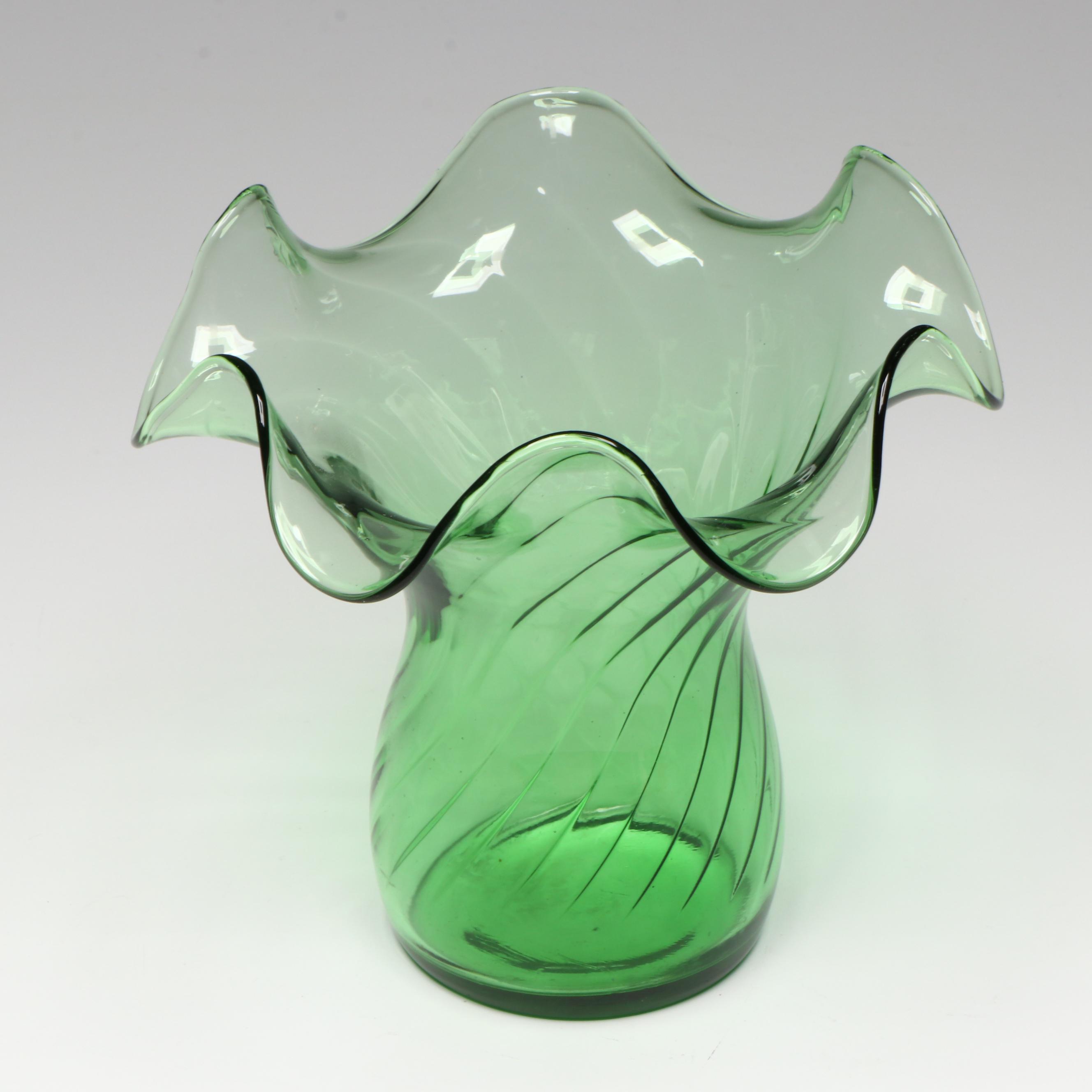 Celtic Style Ceramic Plate with Green Glass and Ceramic Vases, Cat Figurines