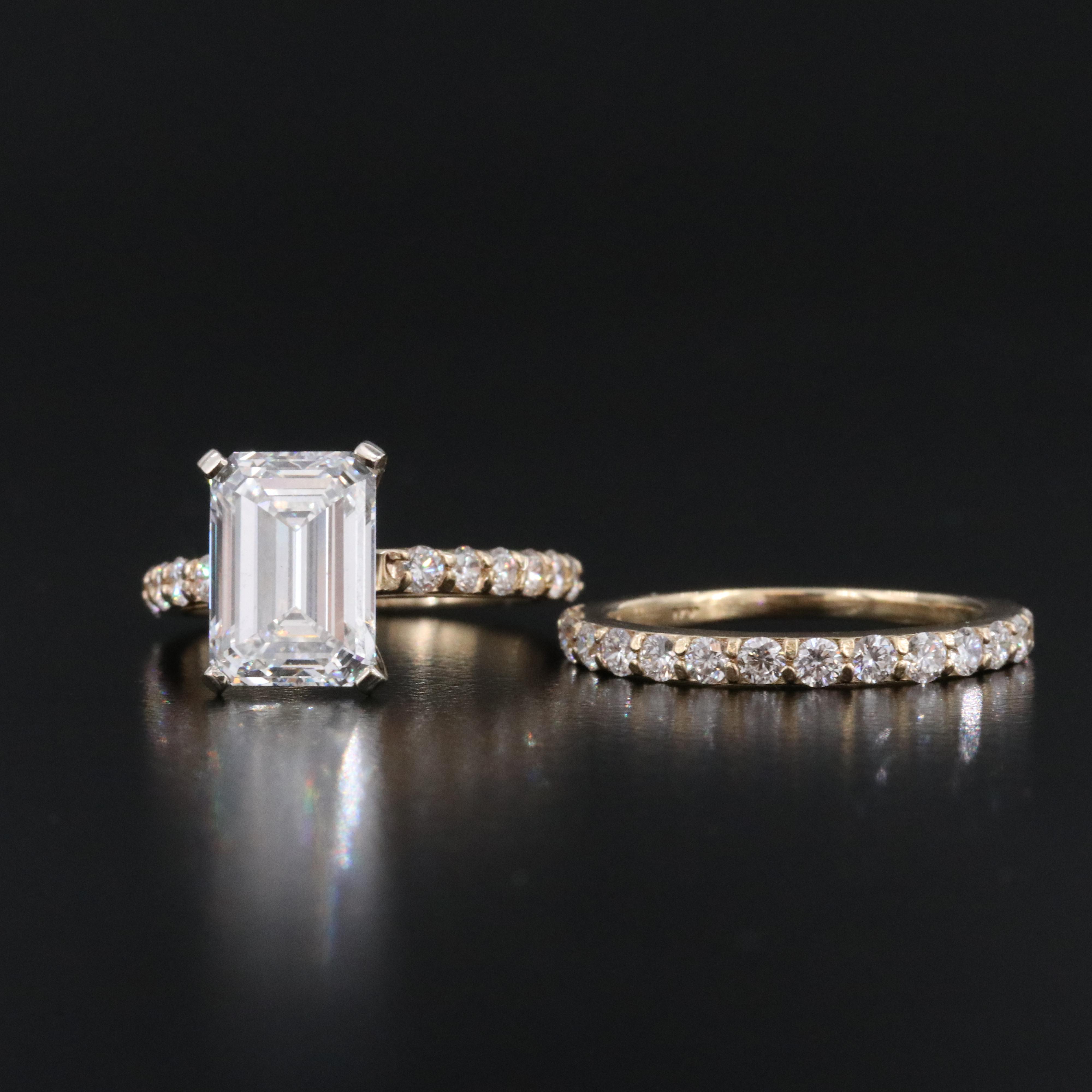 14K 5.03 CTW Lab Grown Diamond Ring Set with IGI Report