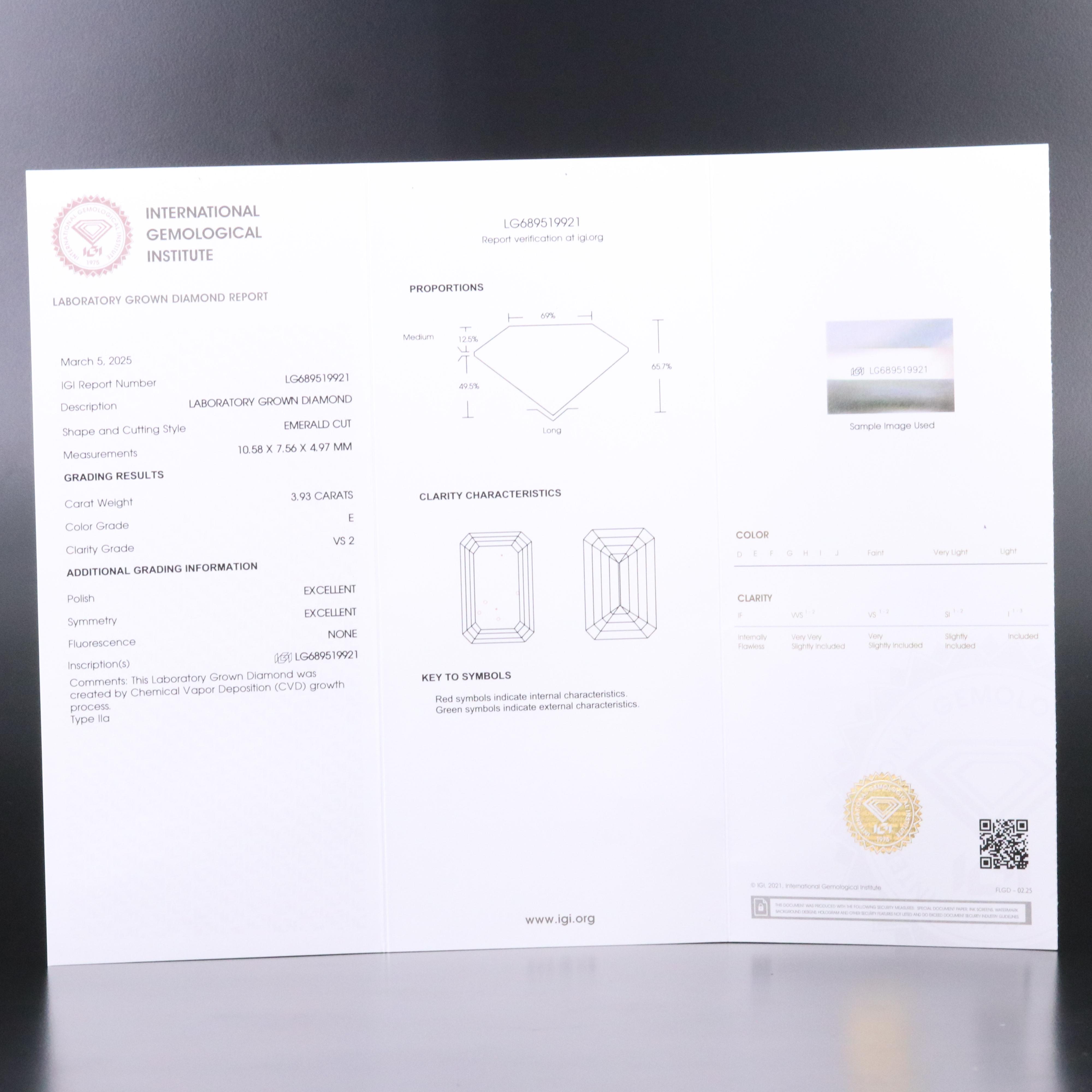 14K 5.03 CTW Lab Grown Diamond Ring Set with IGI Report