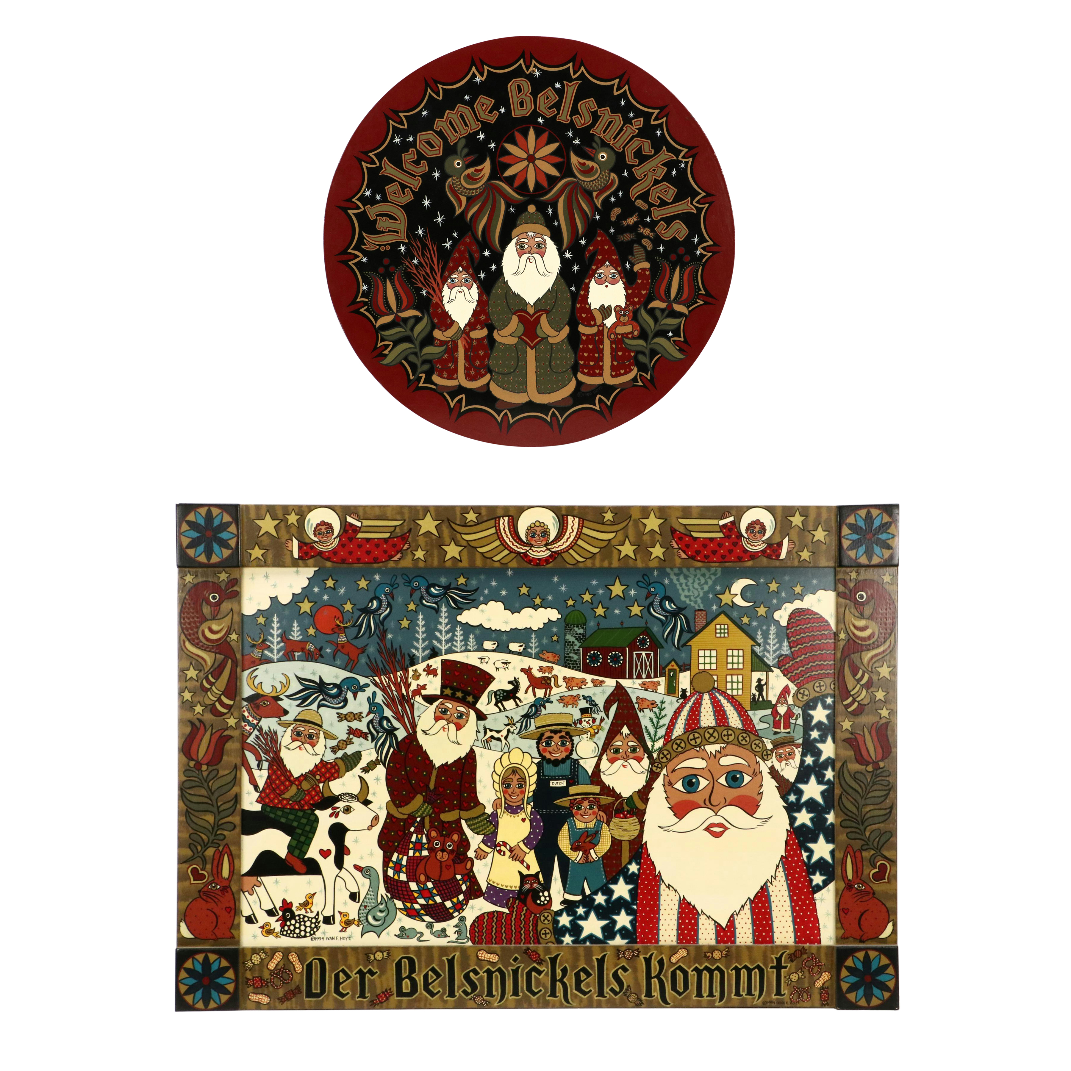 Ivan E. Hoyt Pennsylvania Dutch Holiday Acrylic Paintings, 1990s