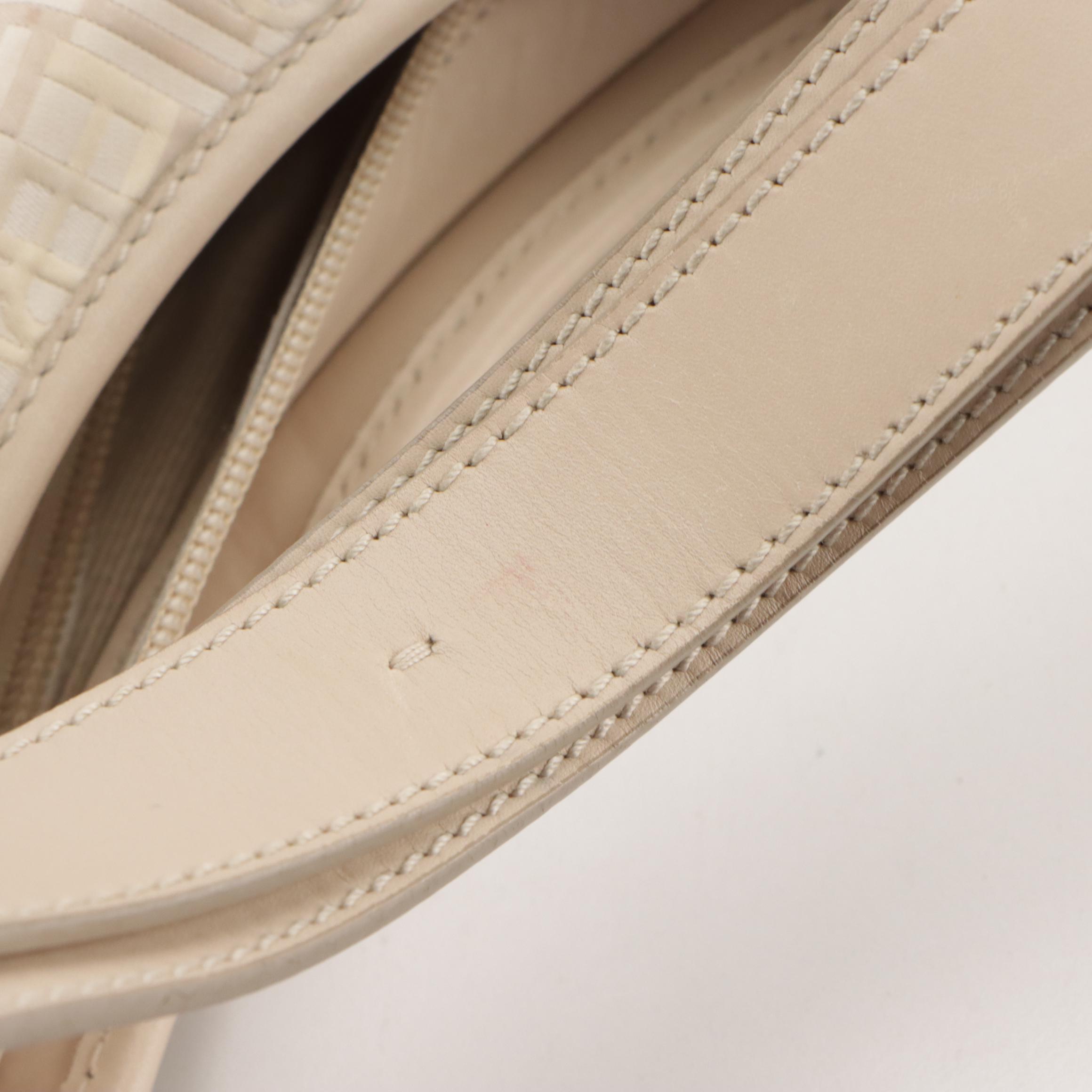 Salvatore Ferragamo Gancini Shoulder Bag in Logo Jacquard and Bone Leather Trim