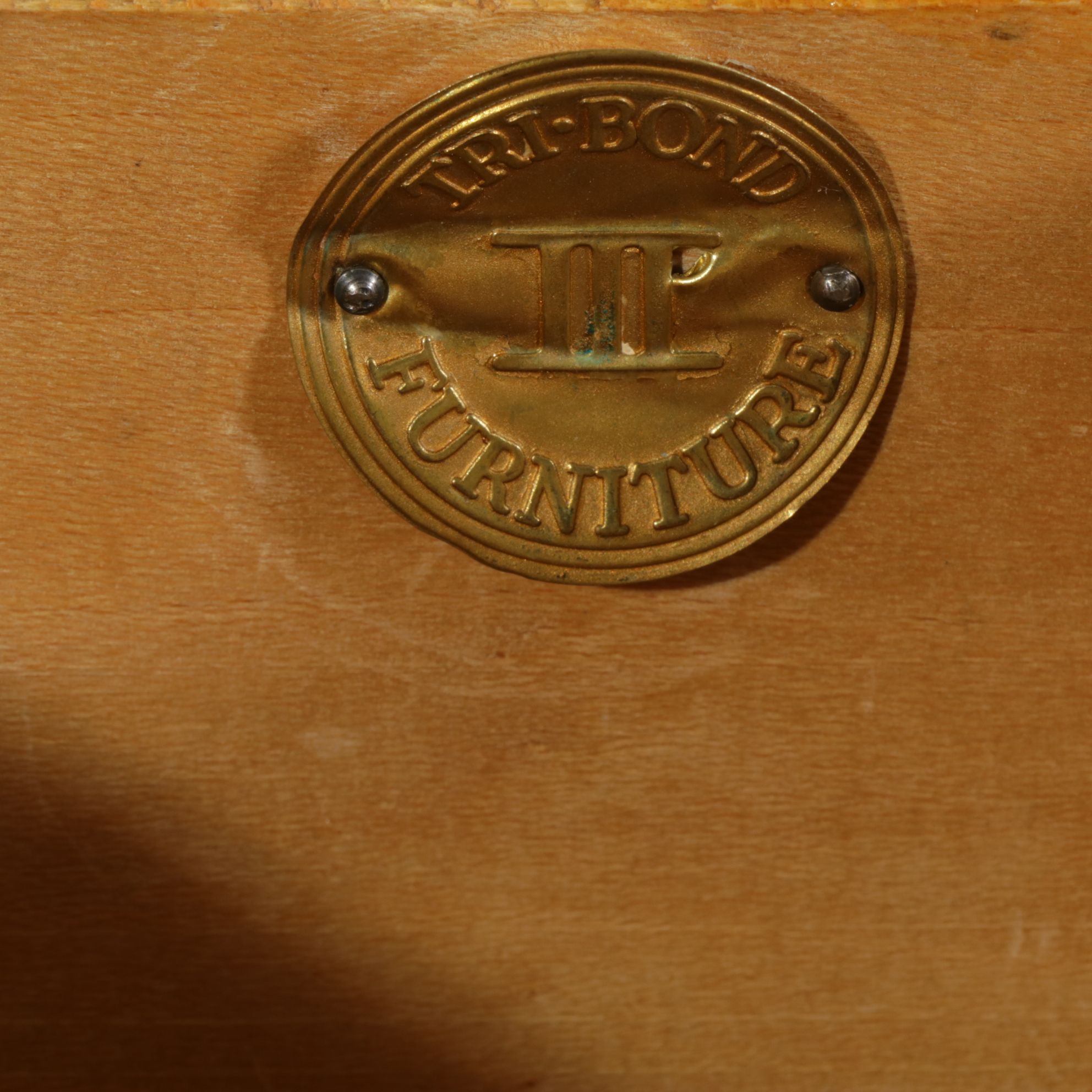 Art Deco Waterfall Front Nightstand with Geometric Mahogany Veneer