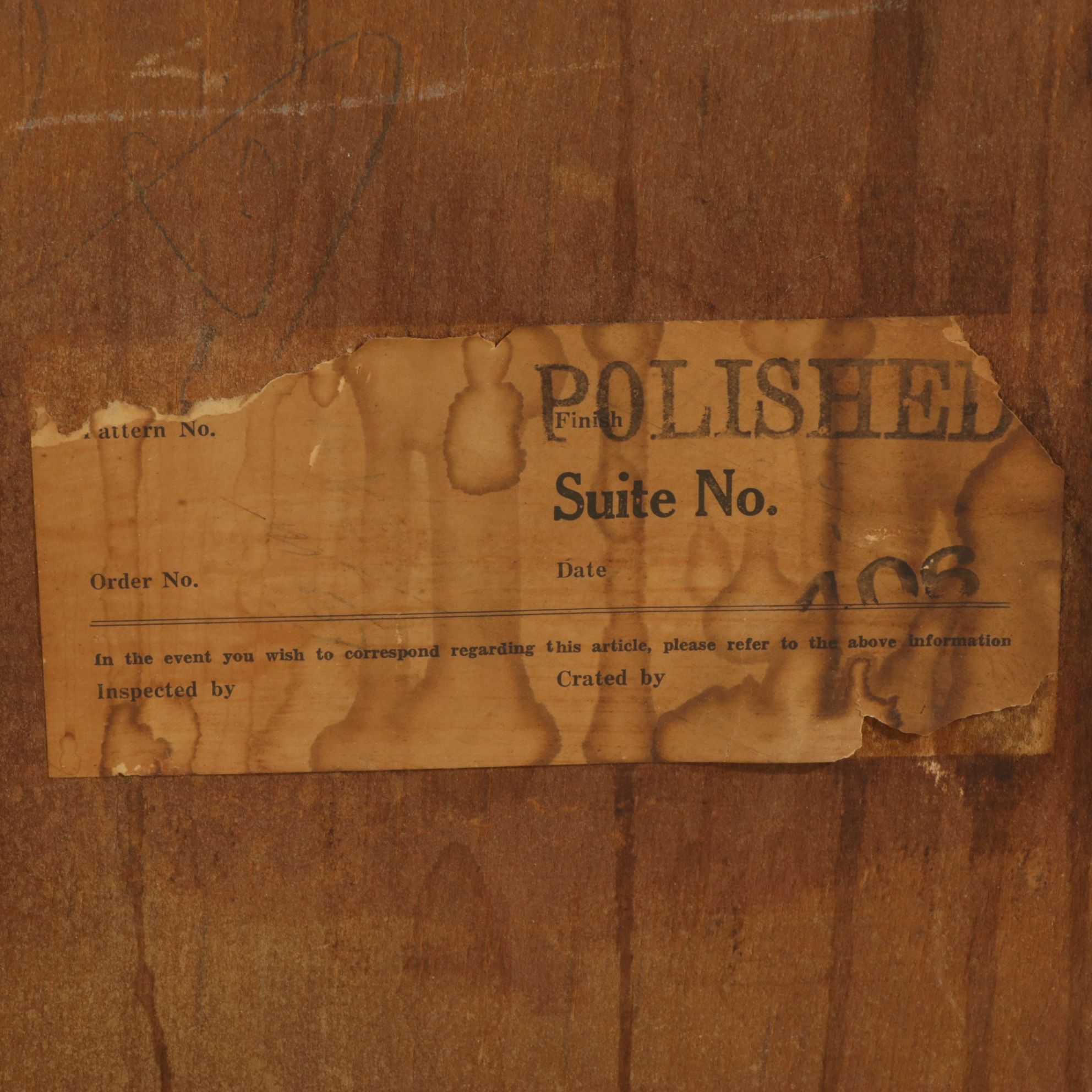 Art Deco Waterfall Front Nightstand with Geometric Mahogany Veneer