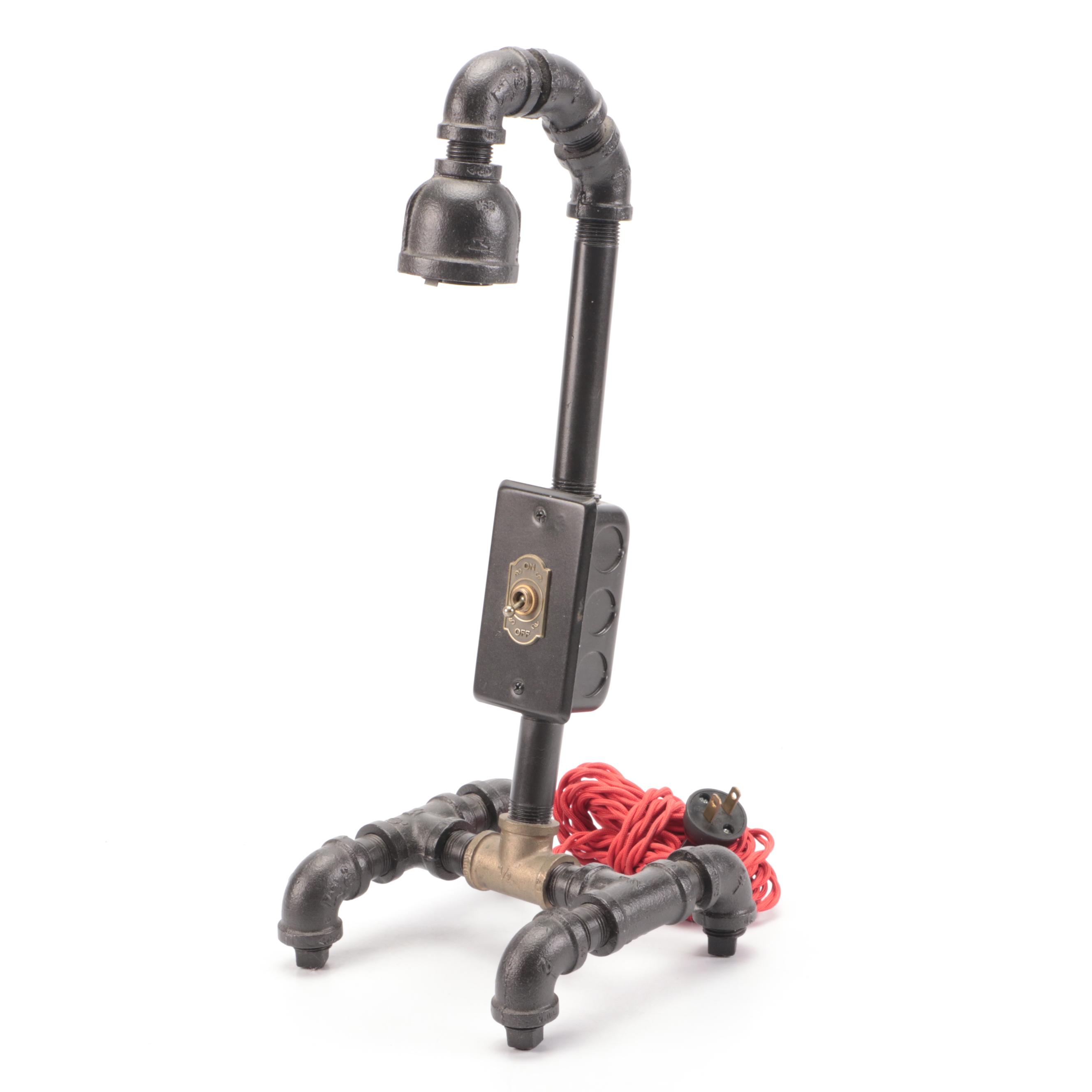 Steampunk Industrial Pipe Desk Lamp, 21st Century
