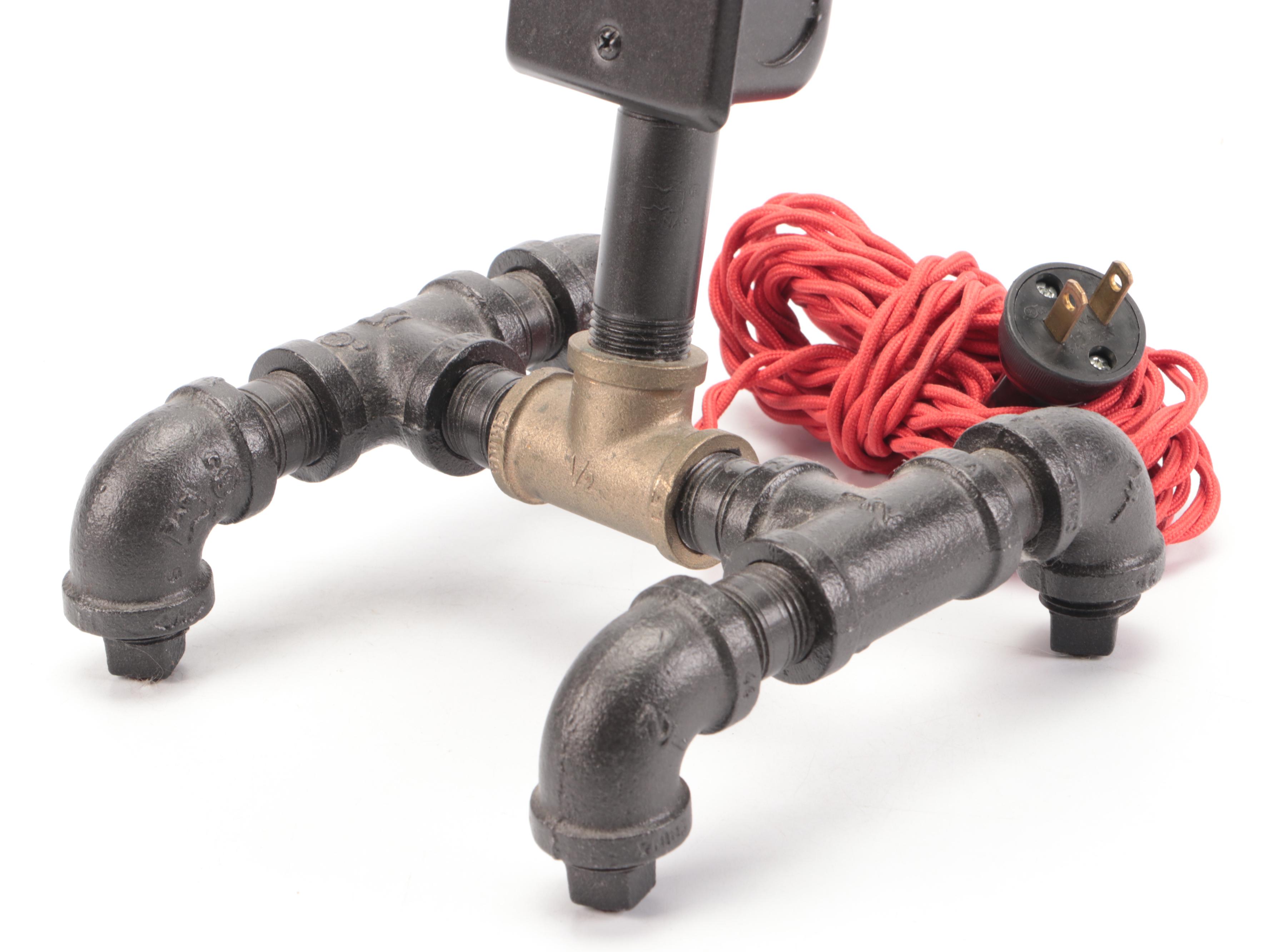 Steampunk Industrial Pipe Desk Lamp, 21st Century