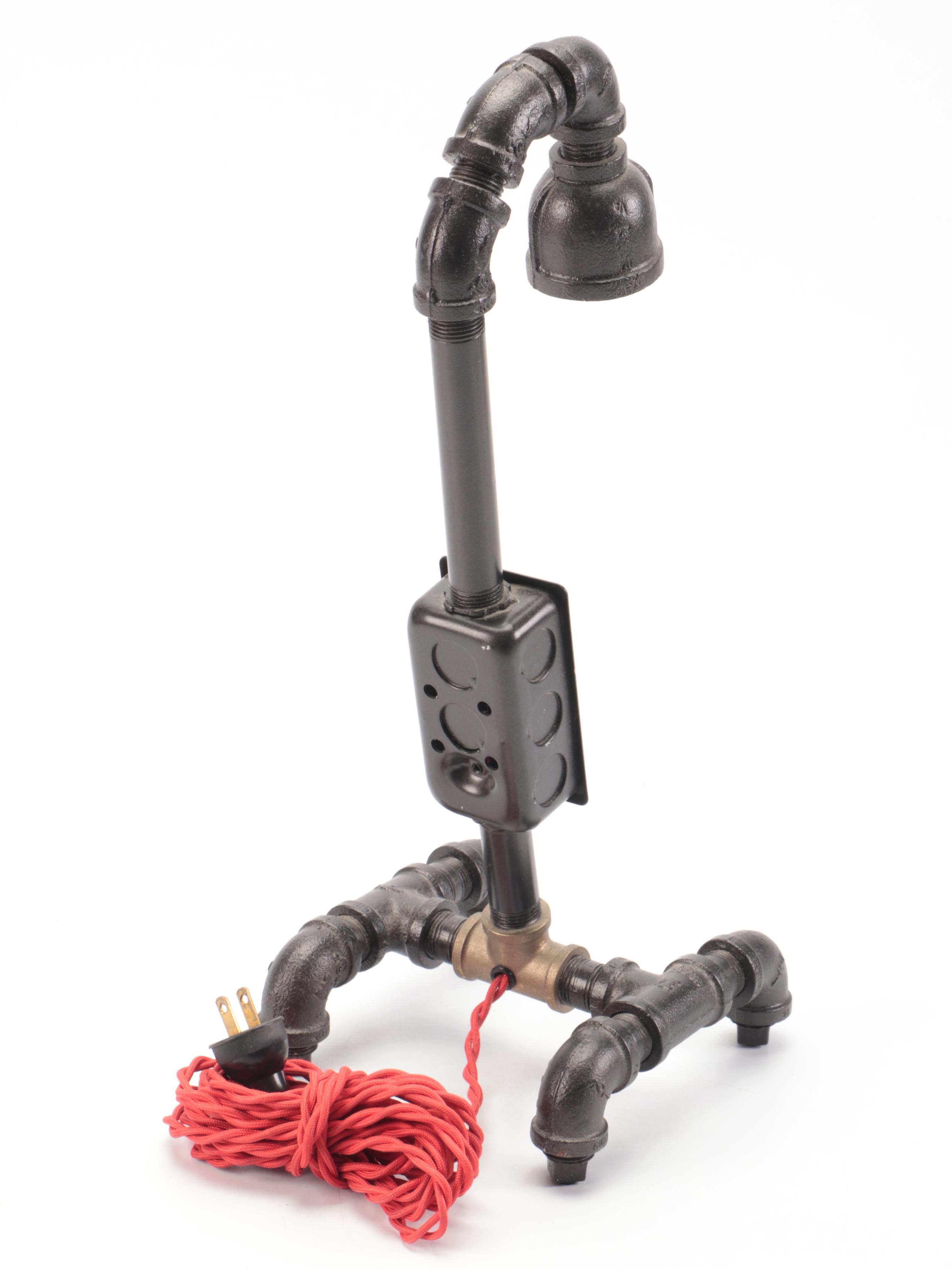 Steampunk Industrial Pipe Desk Lamp, 21st Century