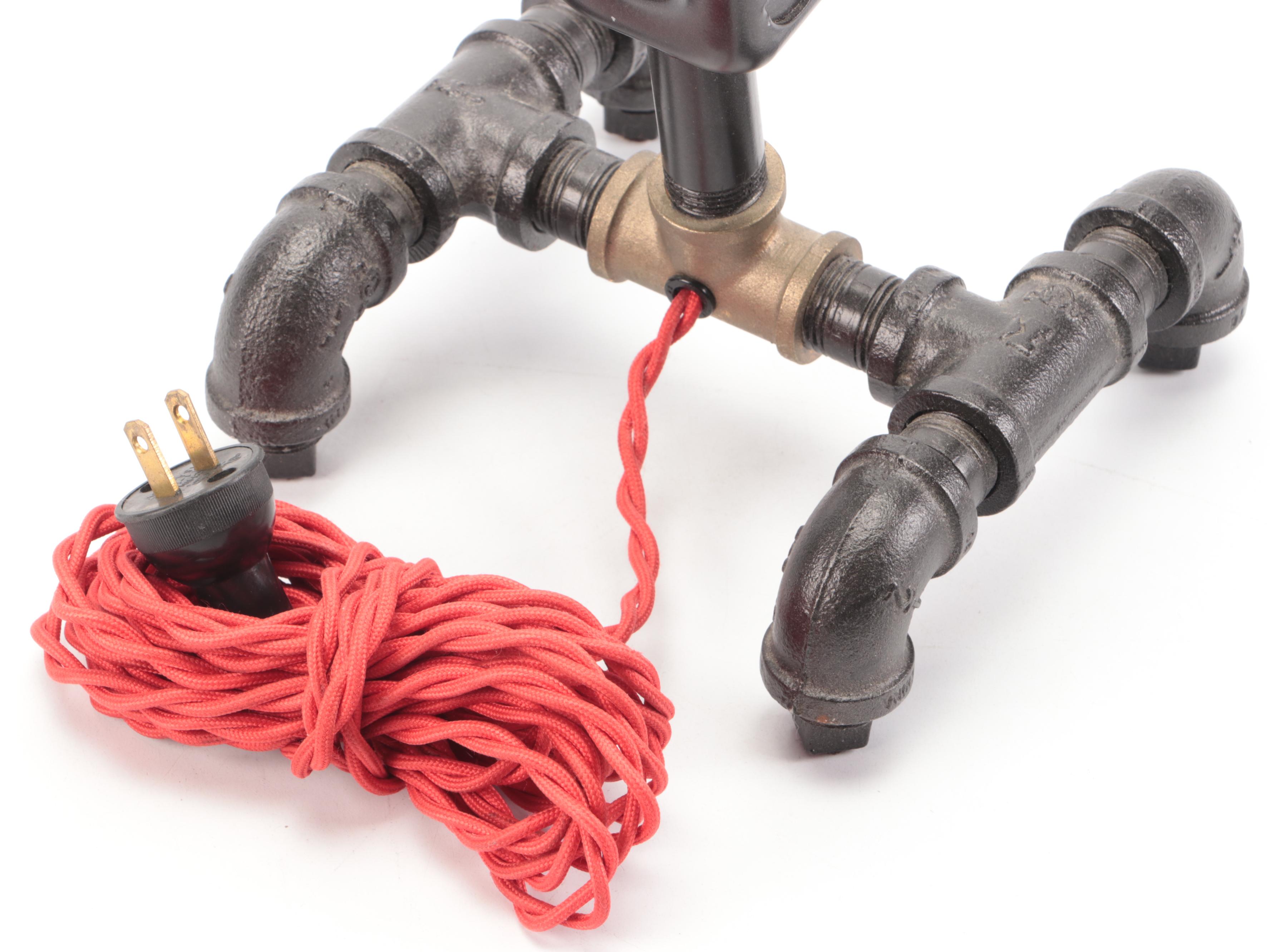 Steampunk Industrial Pipe Desk Lamp, 21st Century