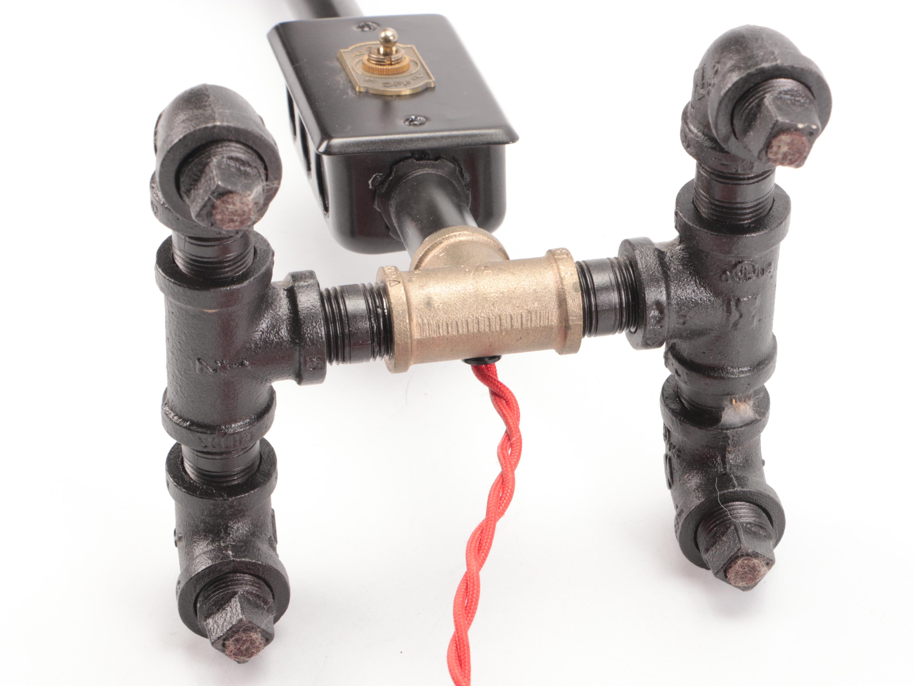 Steampunk Industrial Pipe Desk Lamp, 21st Century