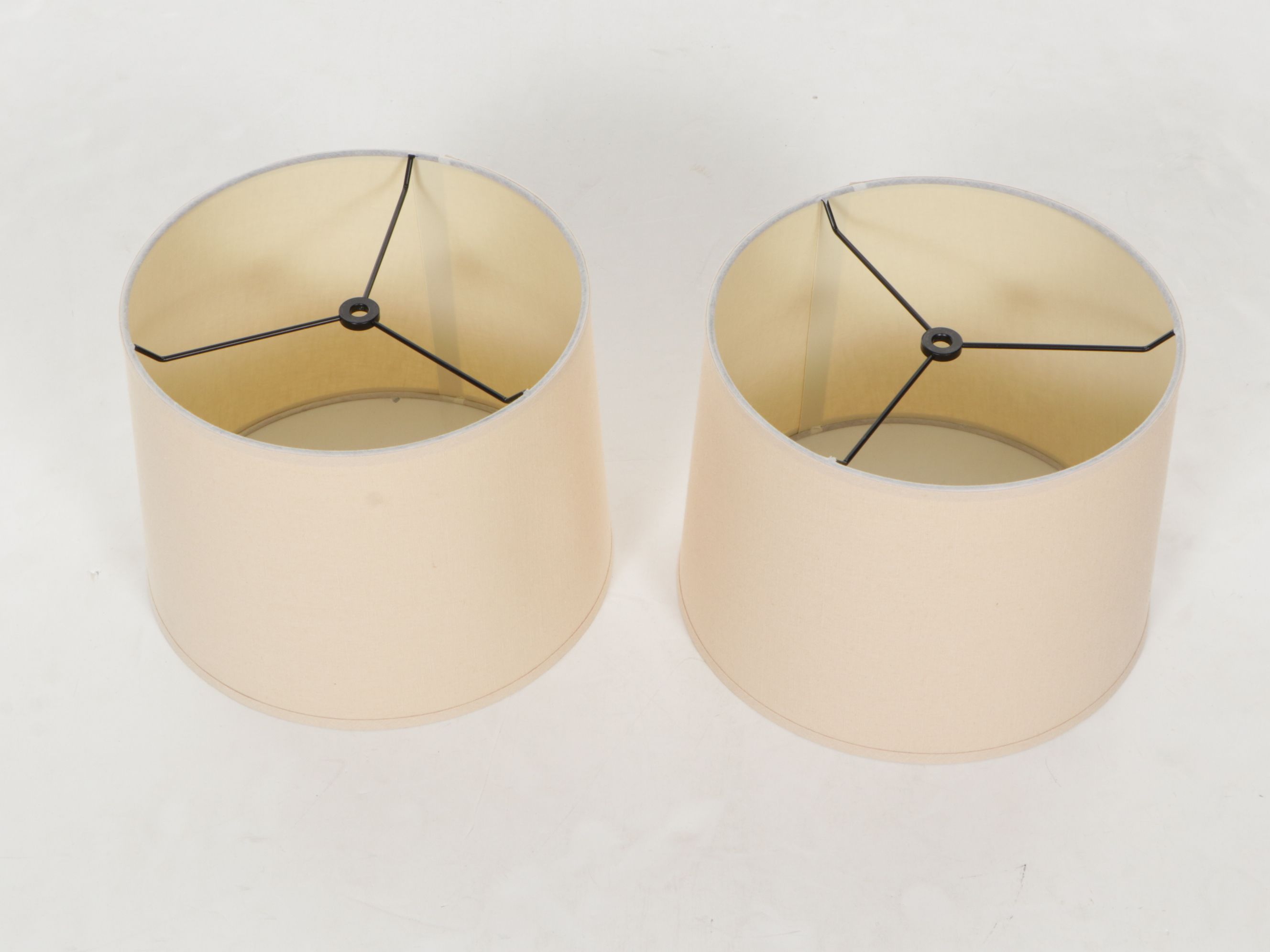 Pair of Oil Rubbed Bronze Tube Table Lamps with Linen Drum Shades, 2018