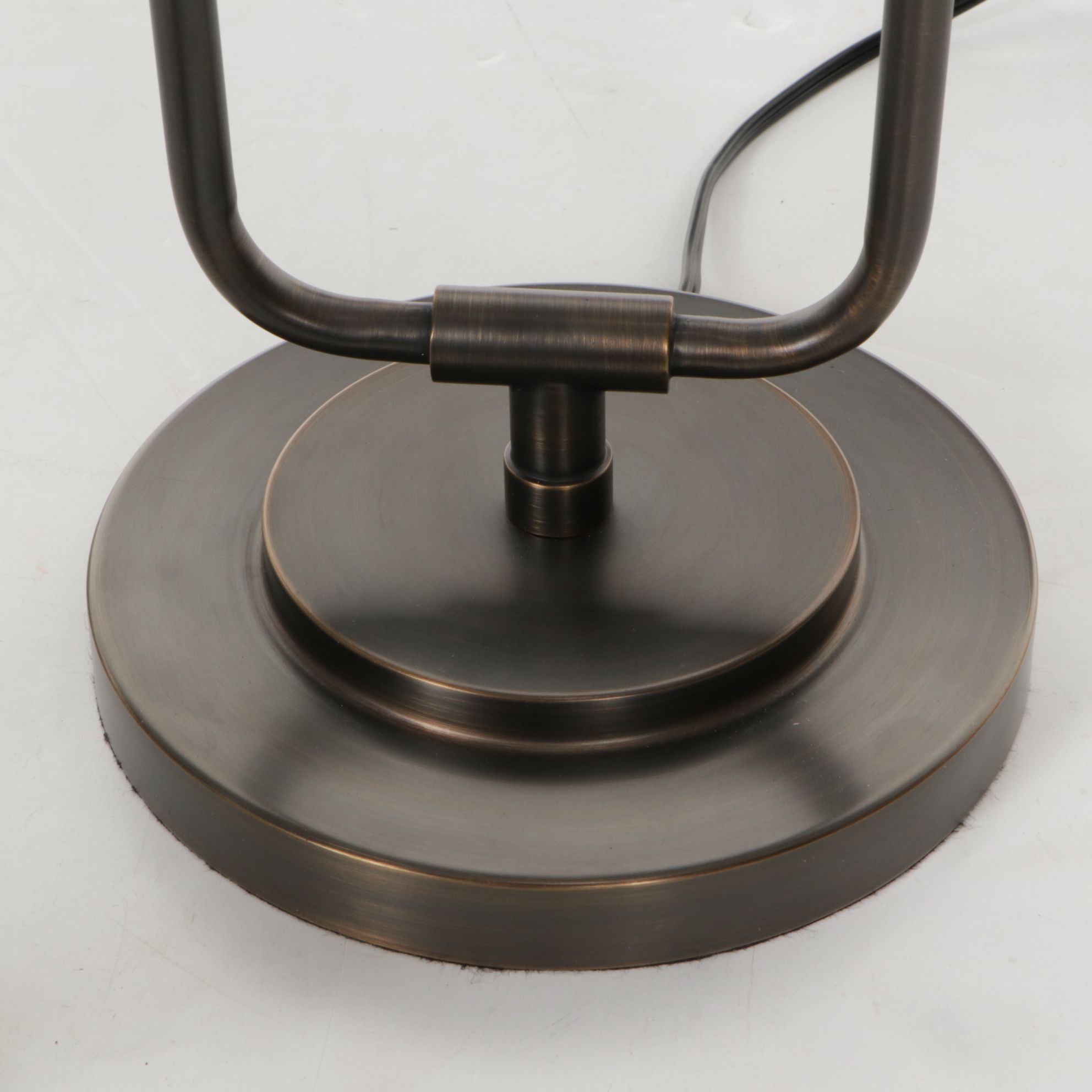 Pair of Oil Rubbed Bronze Tube Table Lamps with Linen Drum Shades, 2018