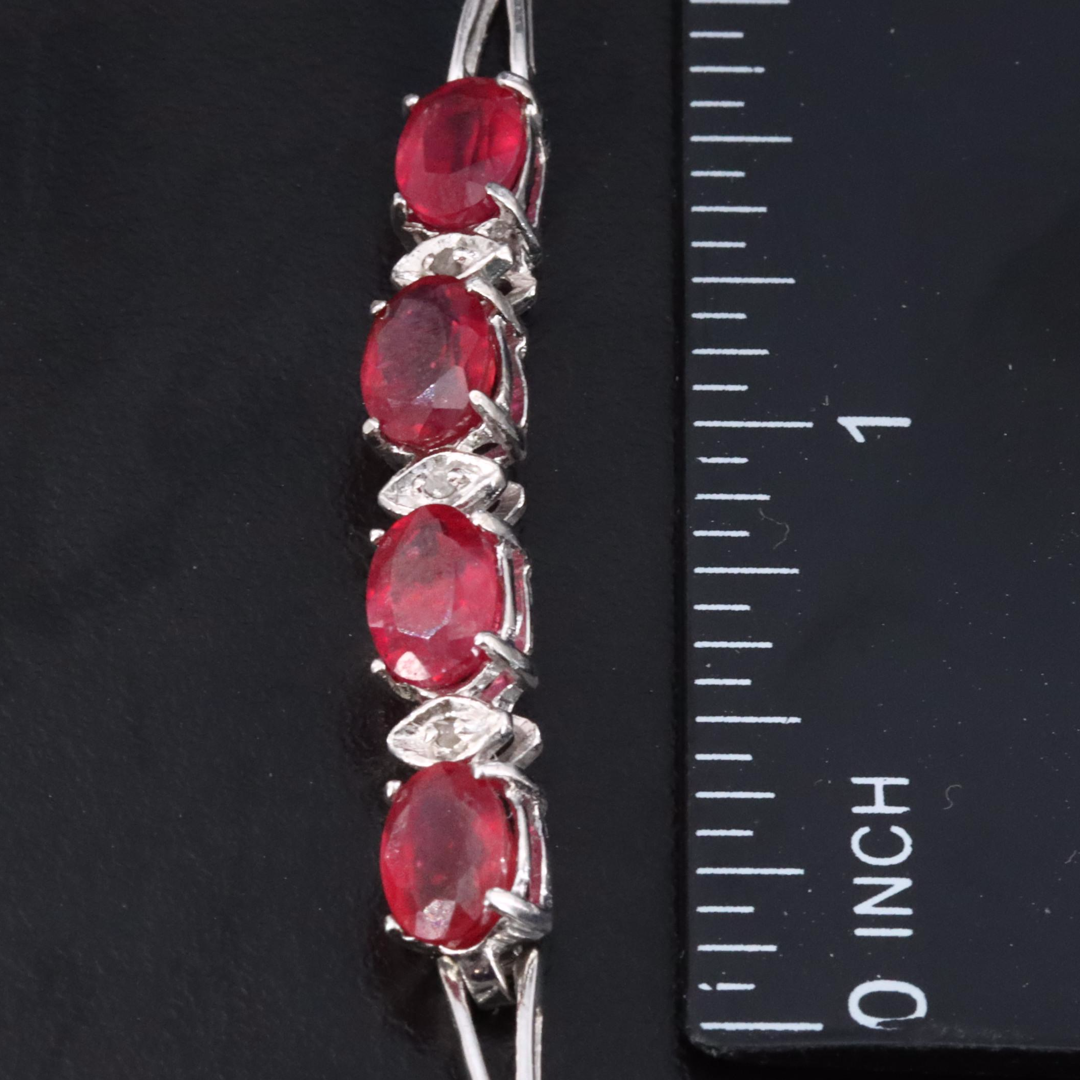 Sterling Filled Corundum and Diamond Bracelet