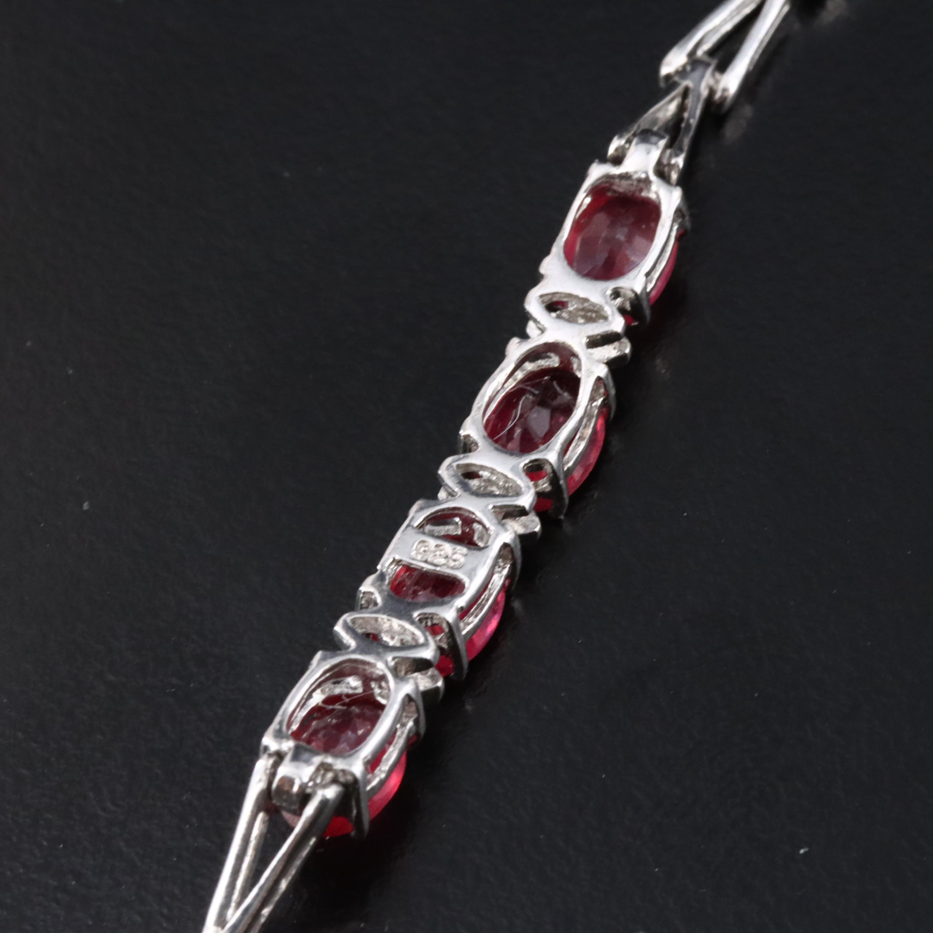 Sterling Filled Corundum and Diamond Bracelet