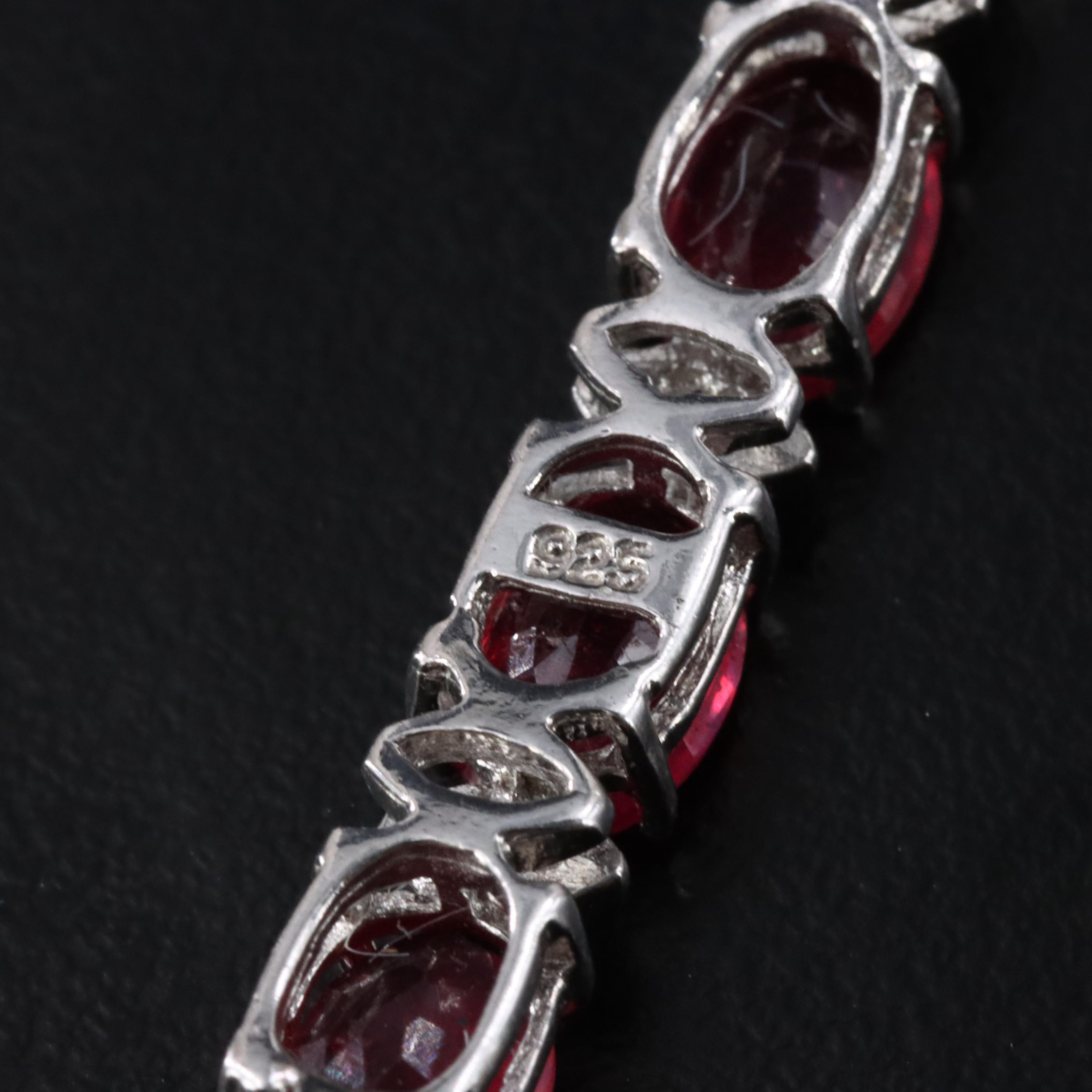 Sterling Filled Corundum and Diamond Bracelet